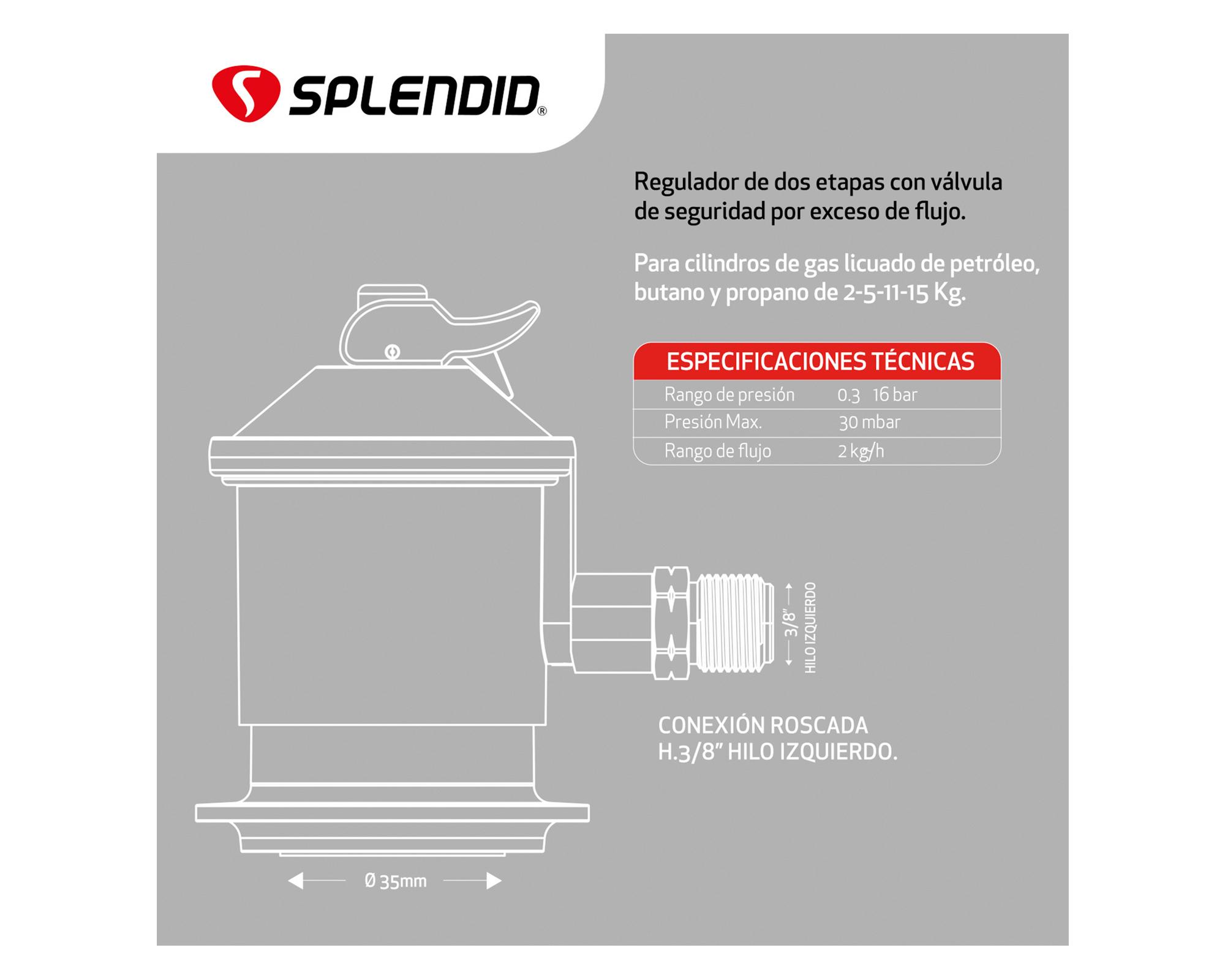 Regulador de gas licuado 3/8"-4