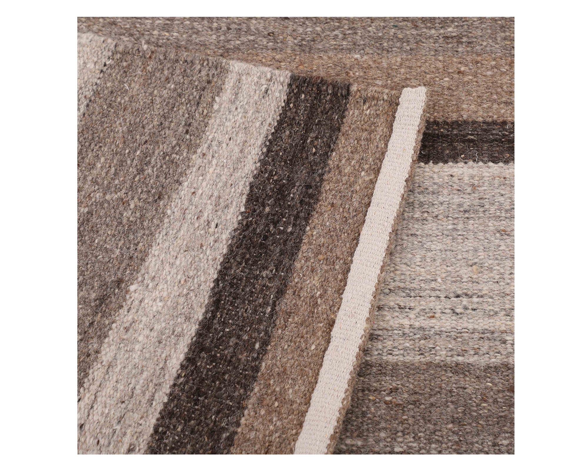 Alfombra living-comedor 140x200 cm Kelim Tribal Wadmal gris/café-2