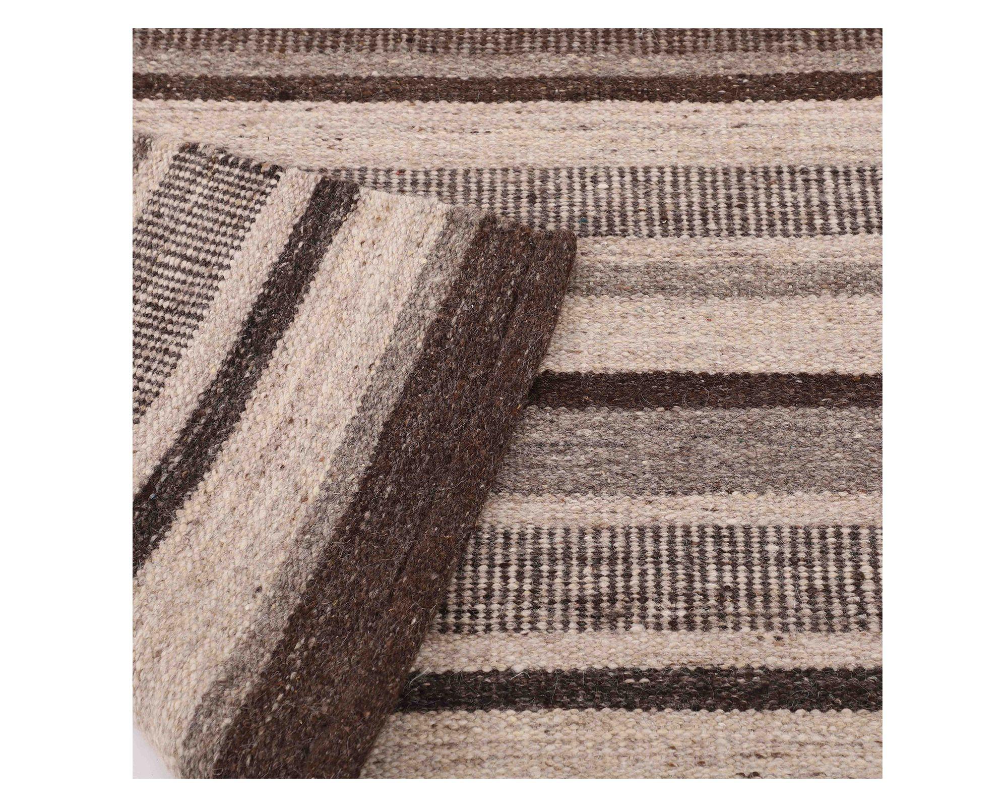 Alfombra living-comedor 160x230 cm Kelim Tribal Wadmal gris/café-2