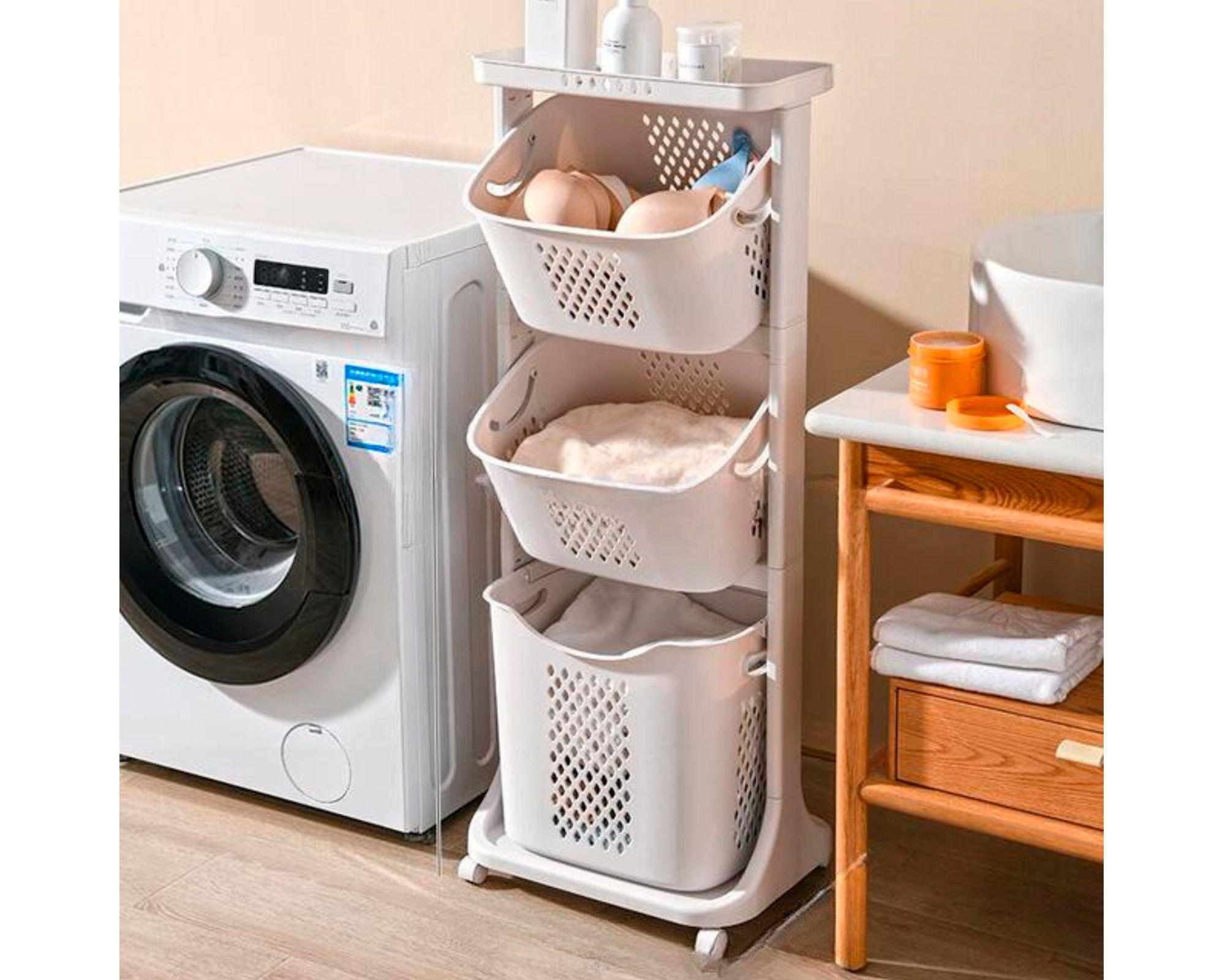 Carro organizador con ruedas 3 niveles BDX1433 blanco-2