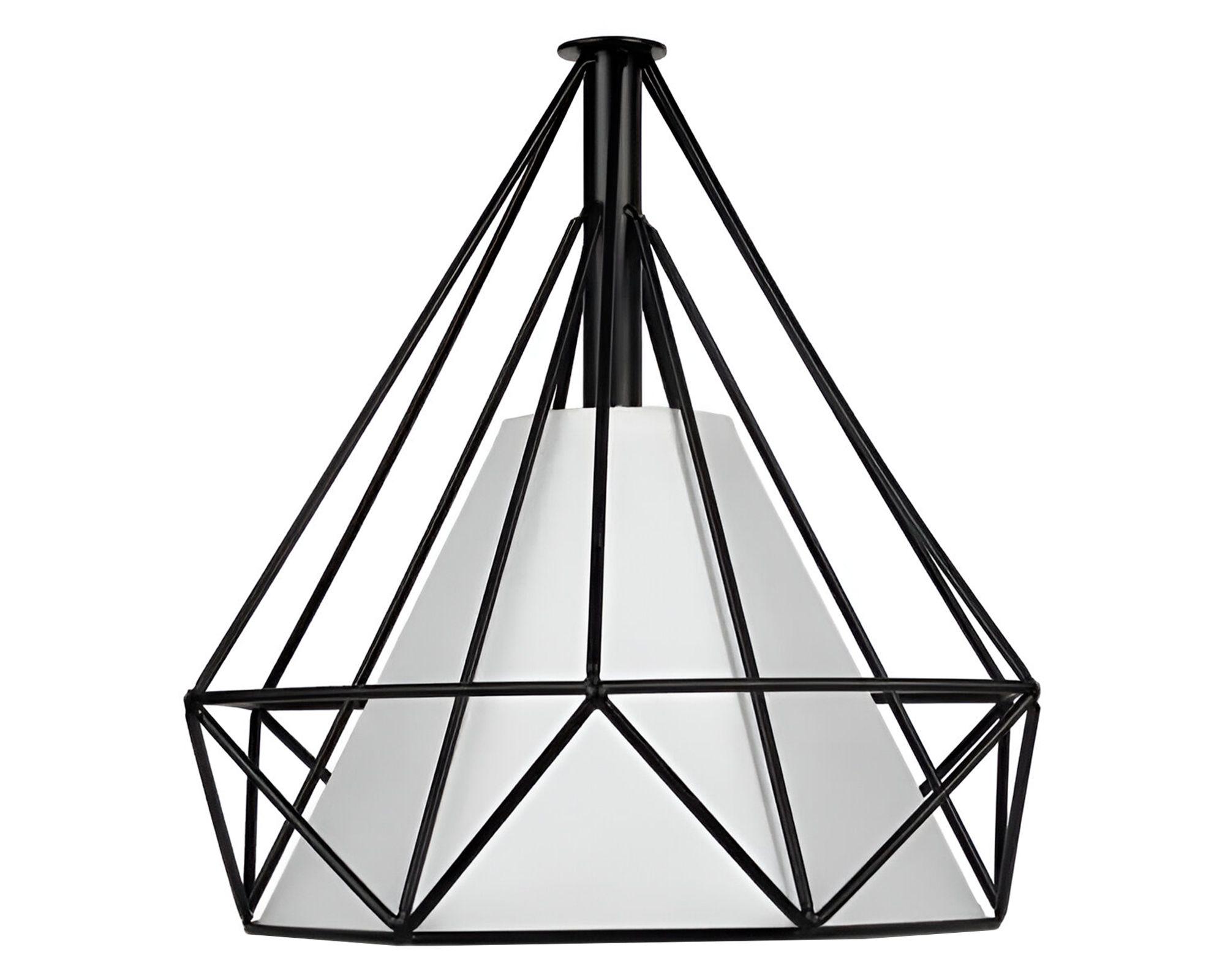 Lámpara colgar E27 1L Diamante blanco/negro-0