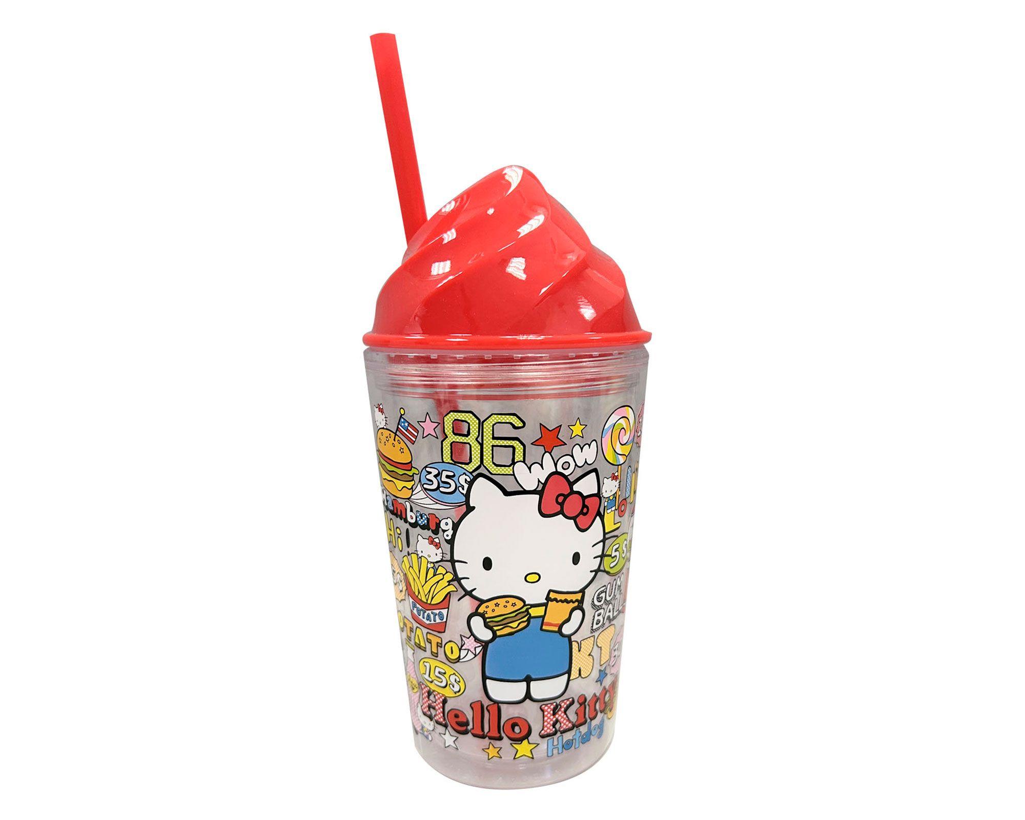 Vaso plástico bombilla Hello Kitty-0