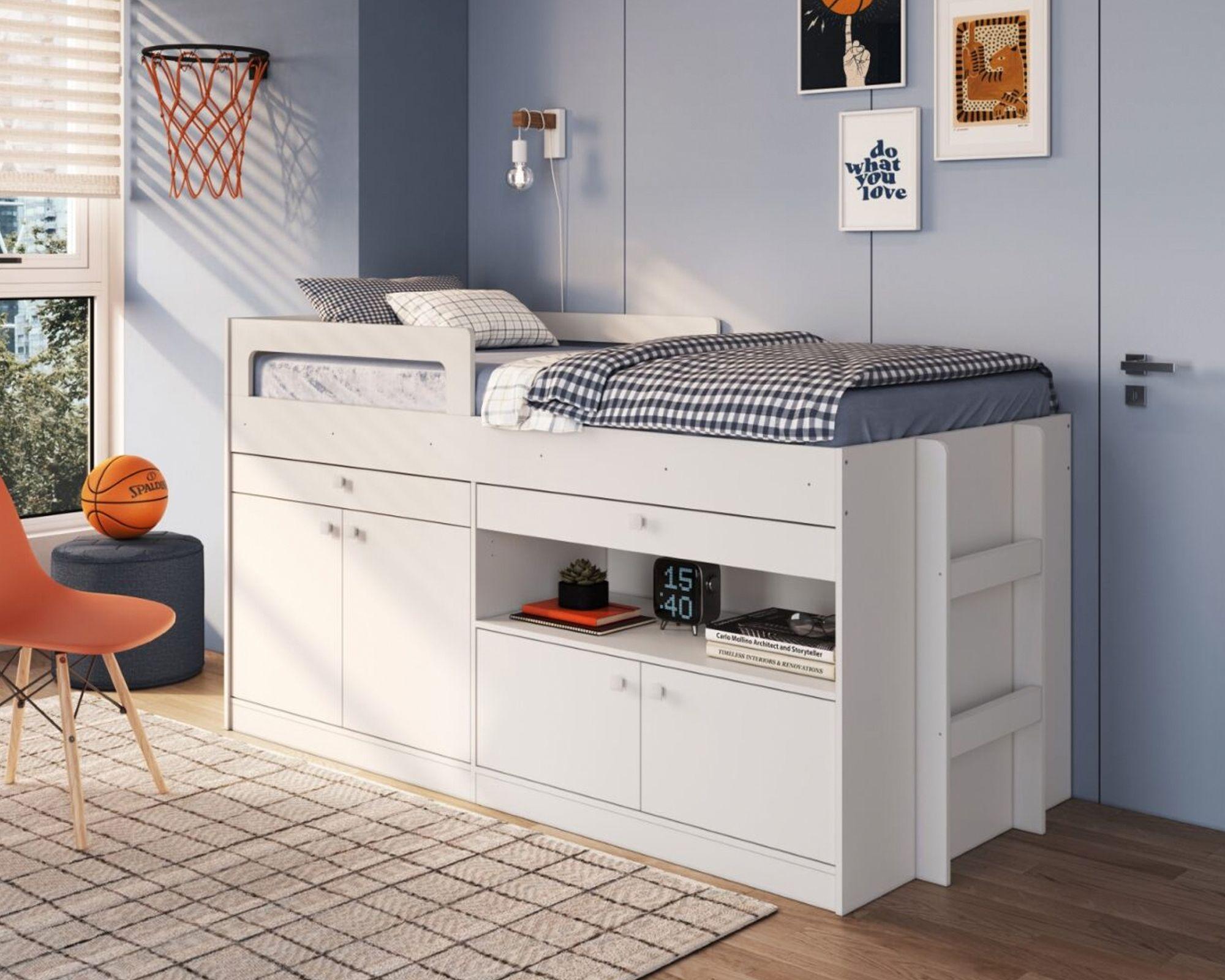 Cama funcional Luna blanco 1 Plaza-3