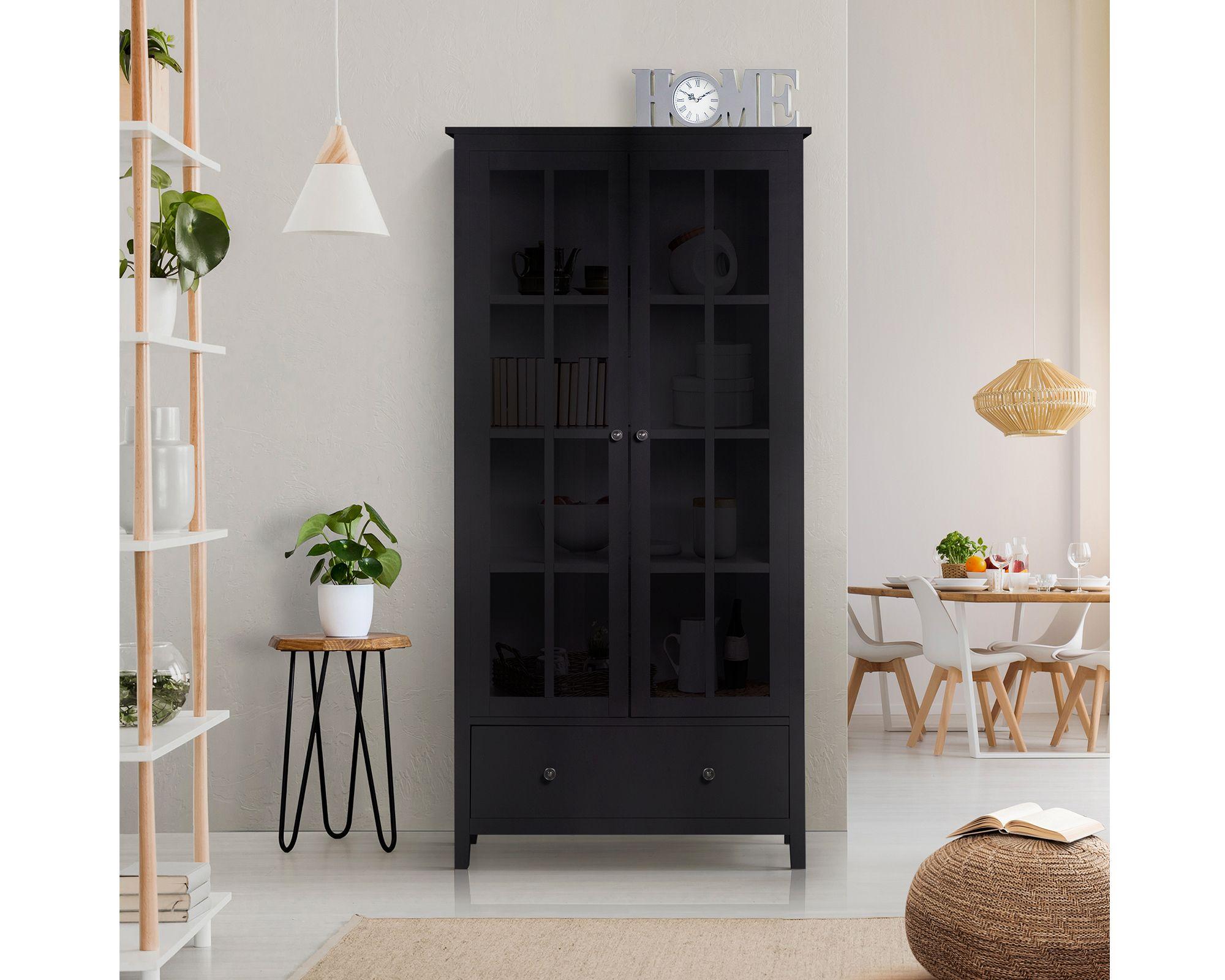 Vitrina Benedikt 2 puertas 1 cajón negro-4