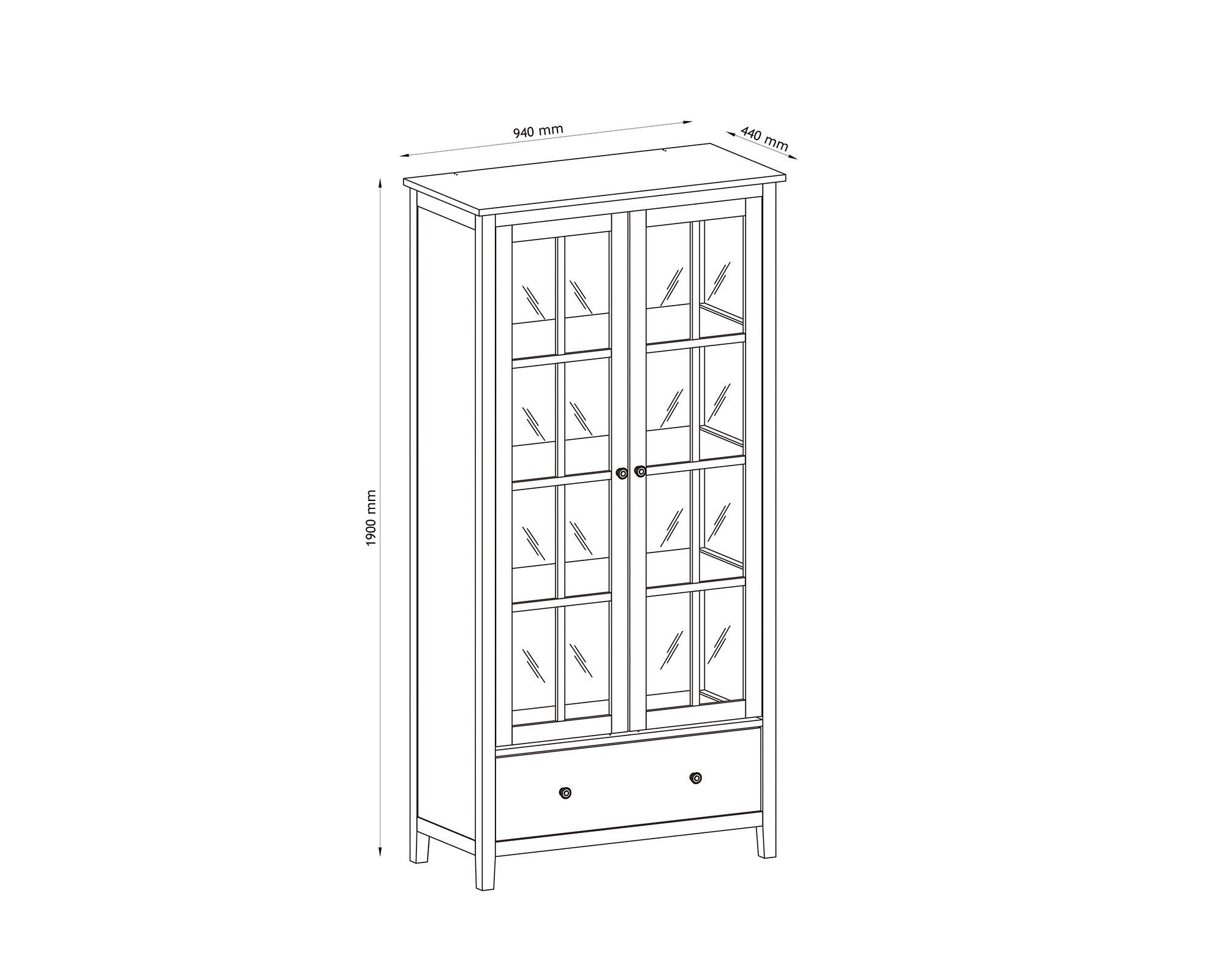 Vitrina Benedikt 2 puertas 1 cajón negro-5