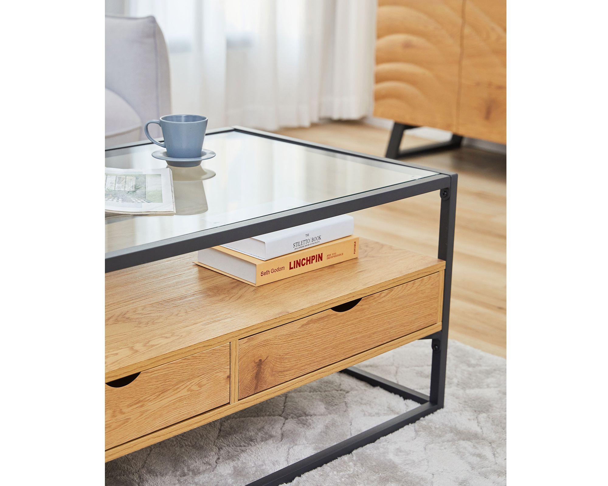 Mesa de centro New industrial madera/negro-3