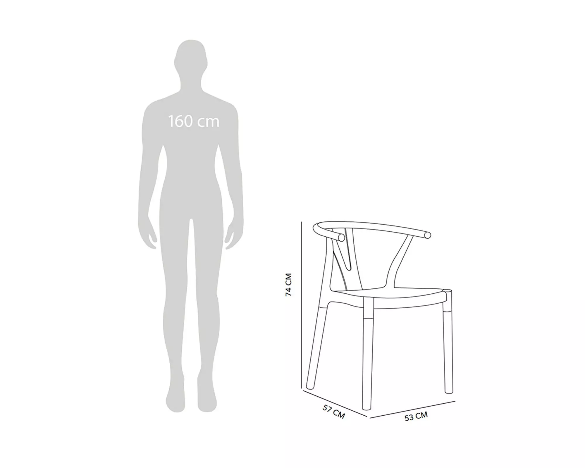 Silla Leia negro 74x53x57 cm-5