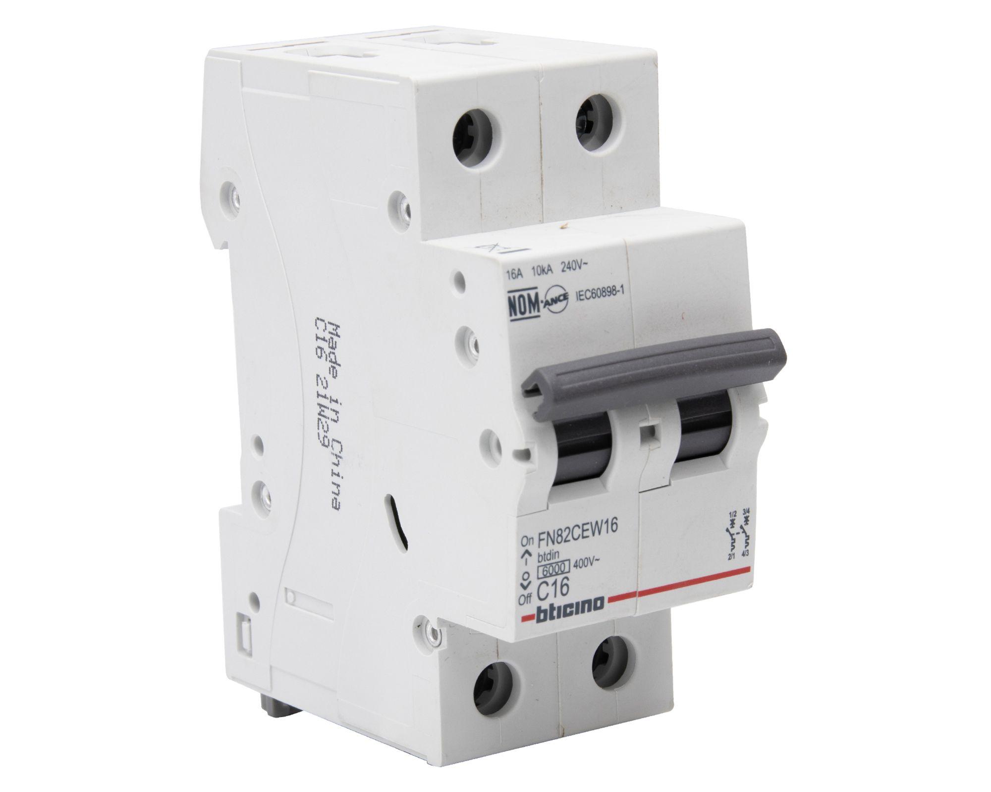 Interruptor automático bipolar 2 módulos 16A 6KA-1