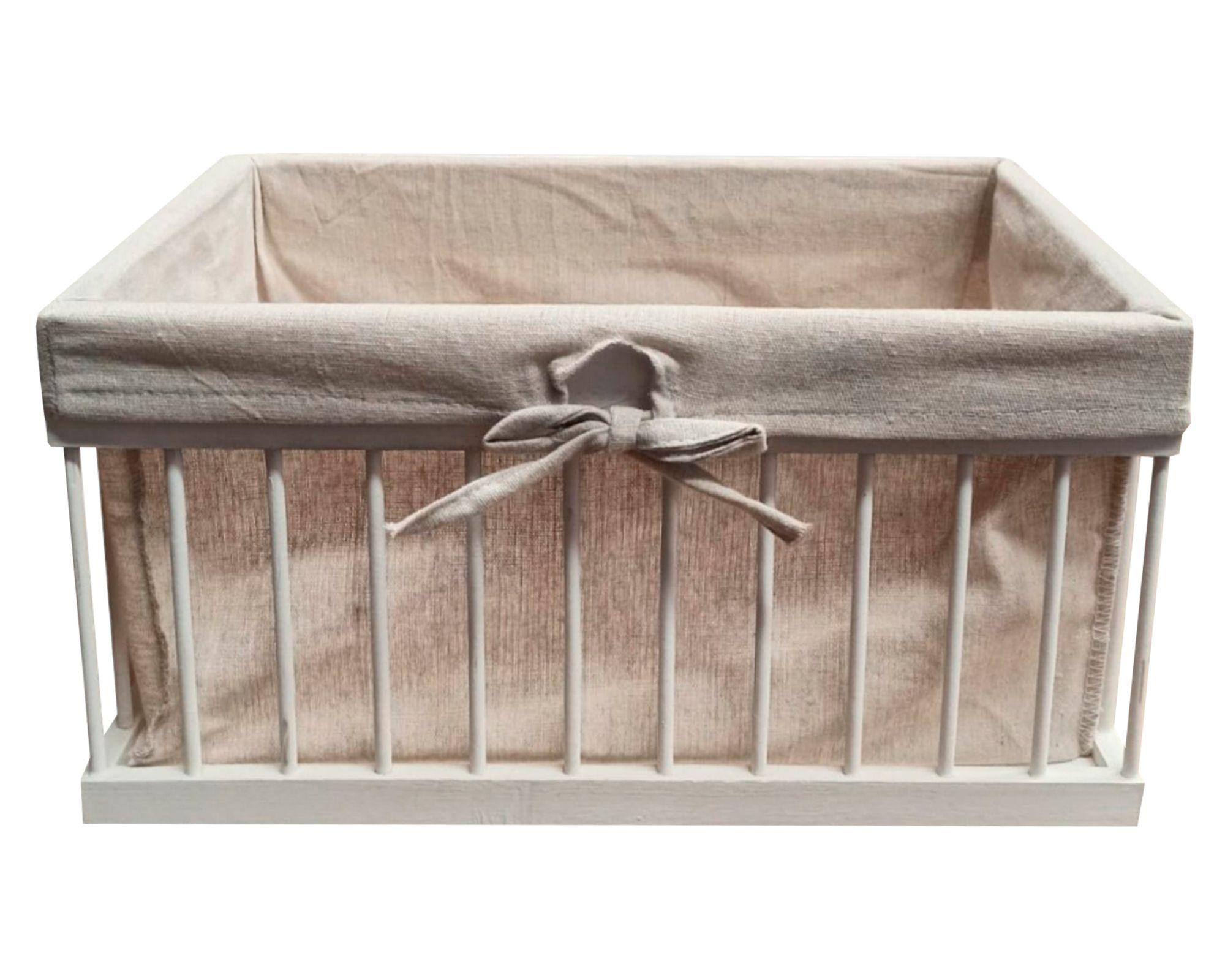 Caja multiuso con tela S blanco 15x25x14 cm-0