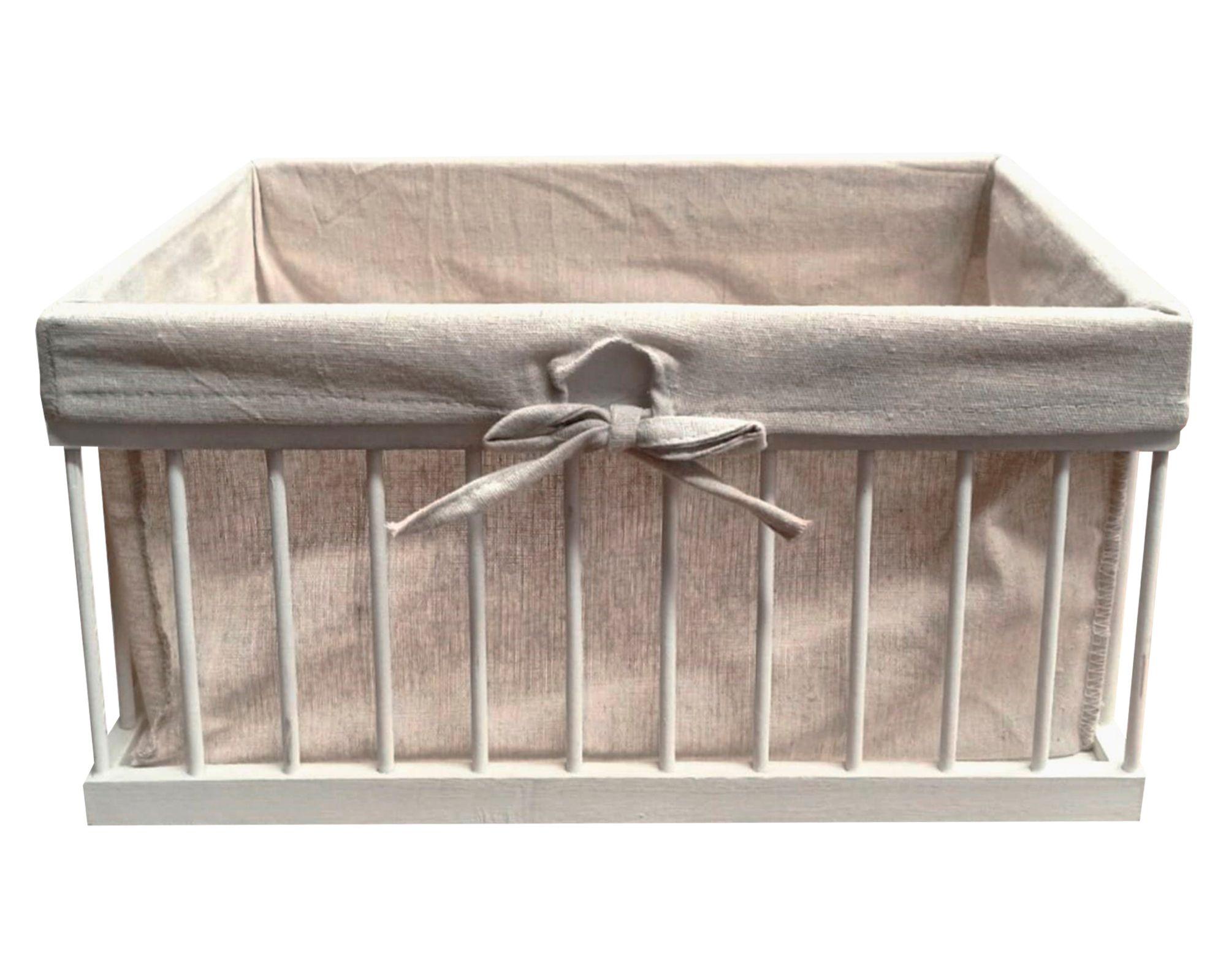 Caja multiuso con tela L blanco 25x35x18 cm-0