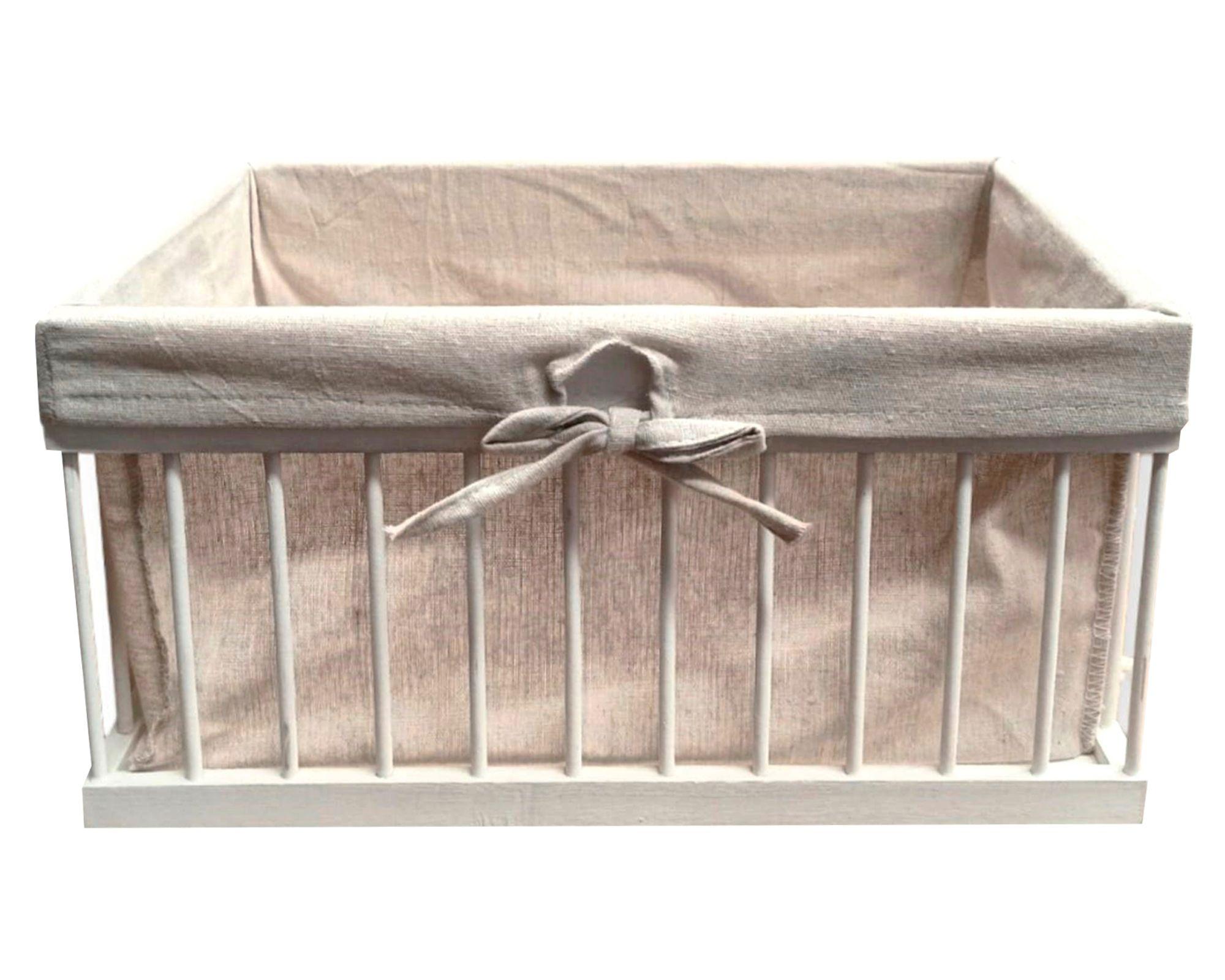Caja multiuso con tela XL blanco 30x40x20 cm-0