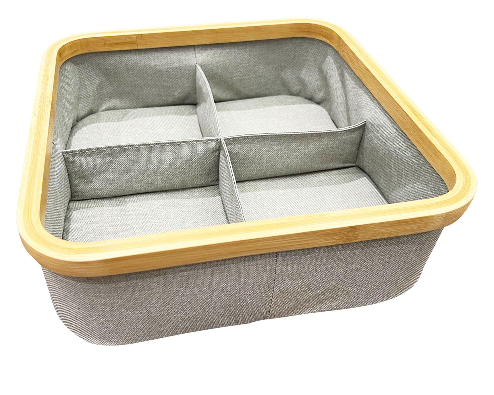 Organizador clóset 4 divisiones tela gris-0