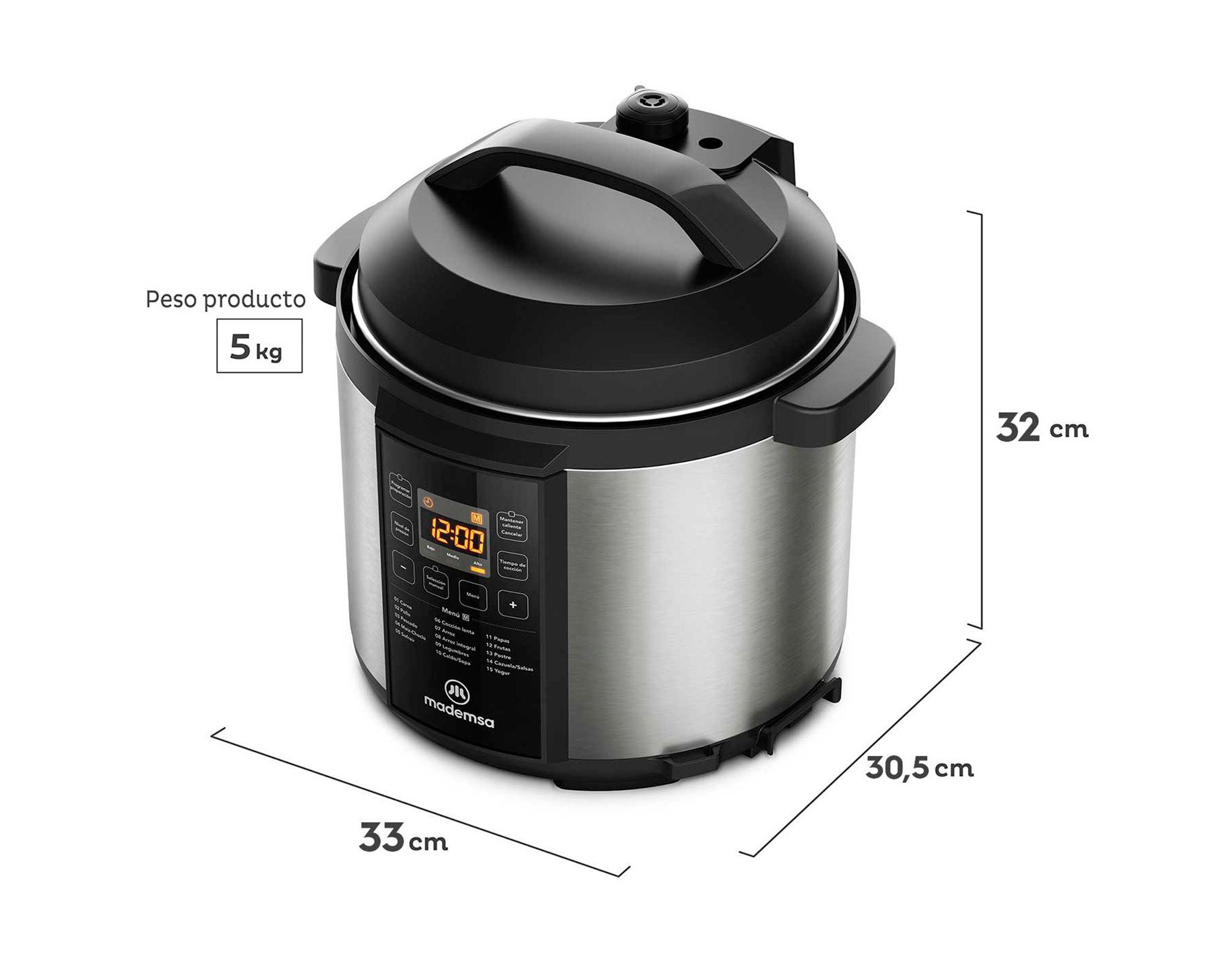 Olla eléctrica multicocción MPC20 inox/negro 6 lt-6