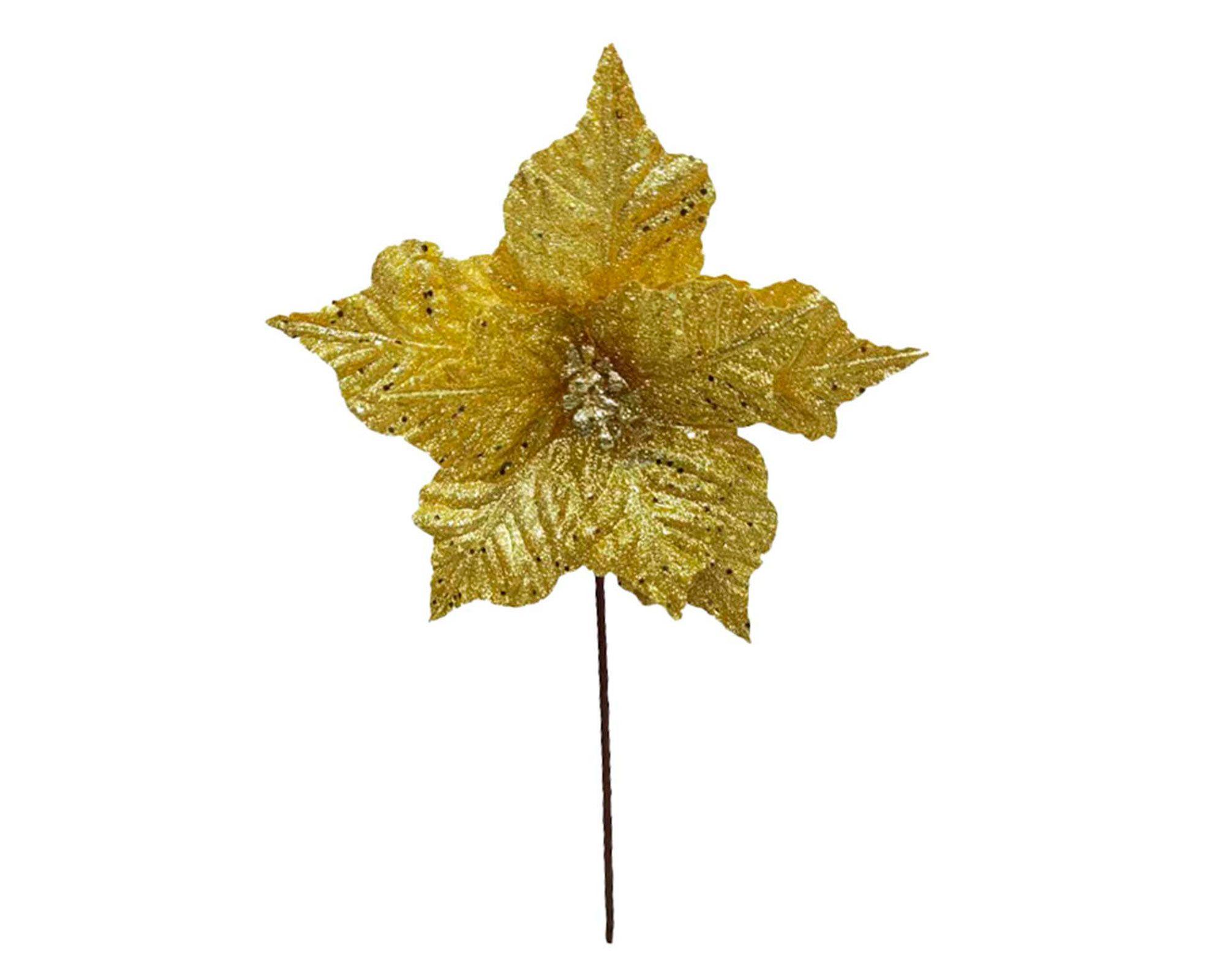 Flor navideña dorado 27 cm-0