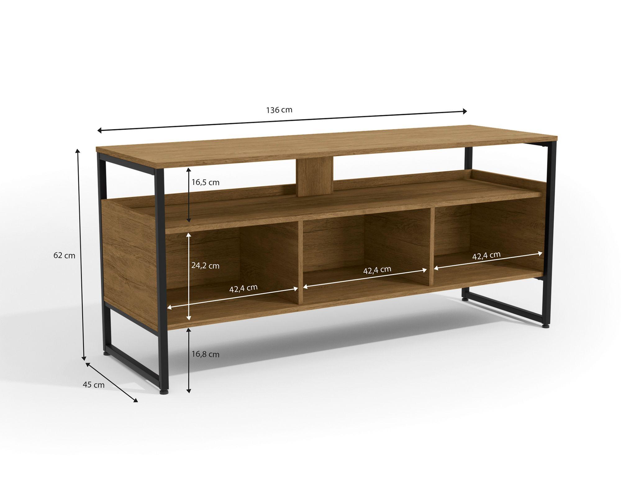Rack TV Frida 3 puertas natural/negro-2