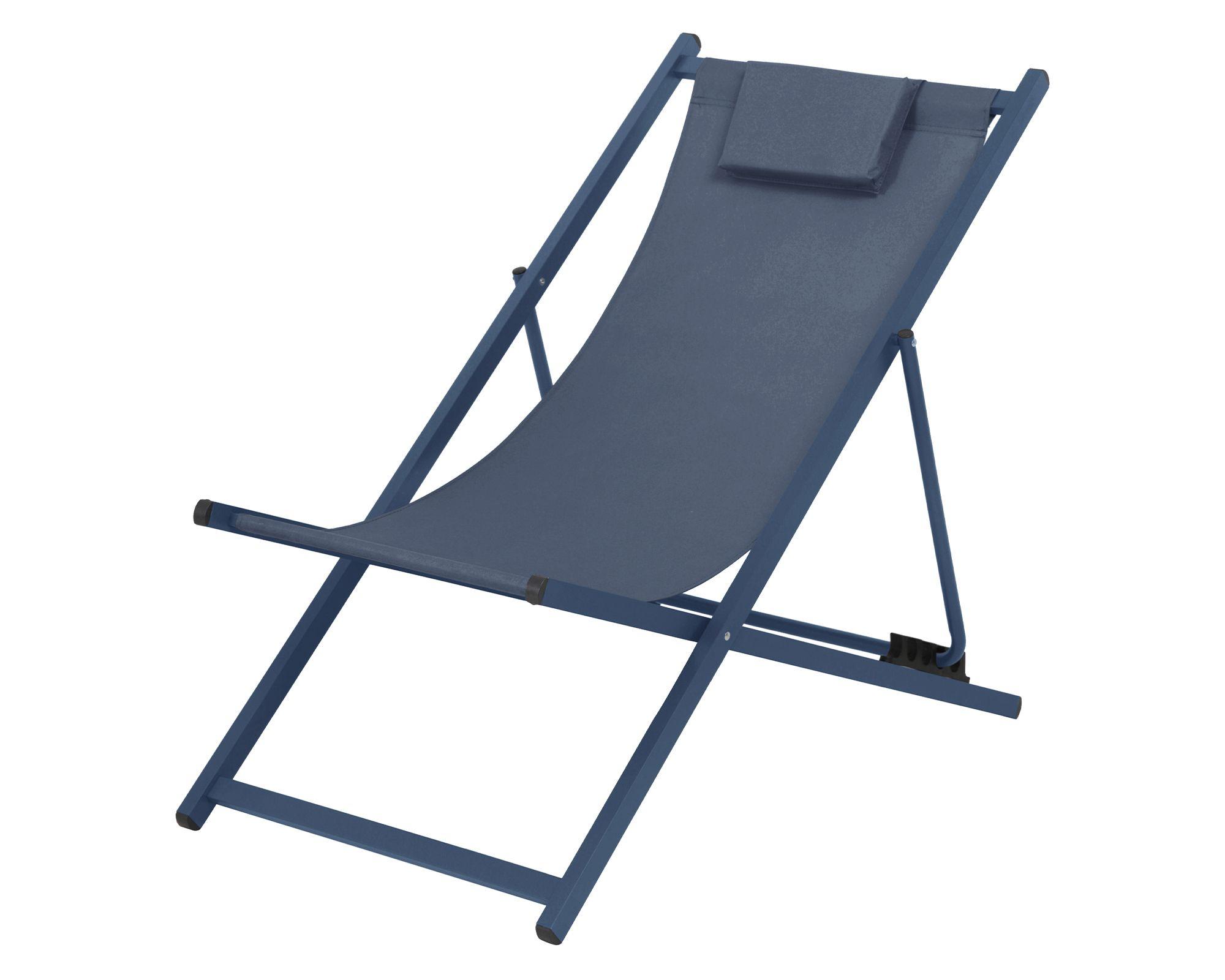 Reposera con almohada azul-1