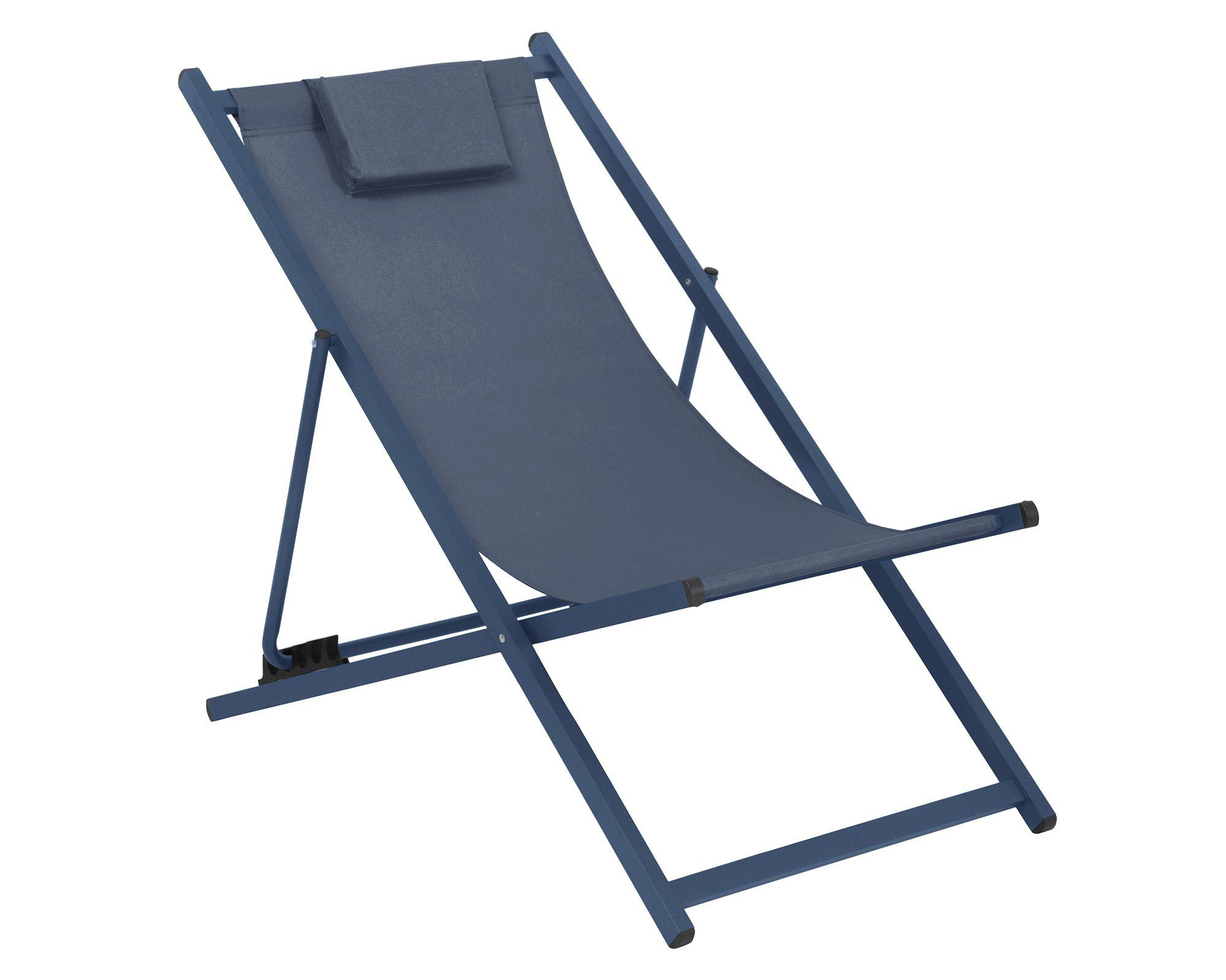 Reposera con almohada azul-0
