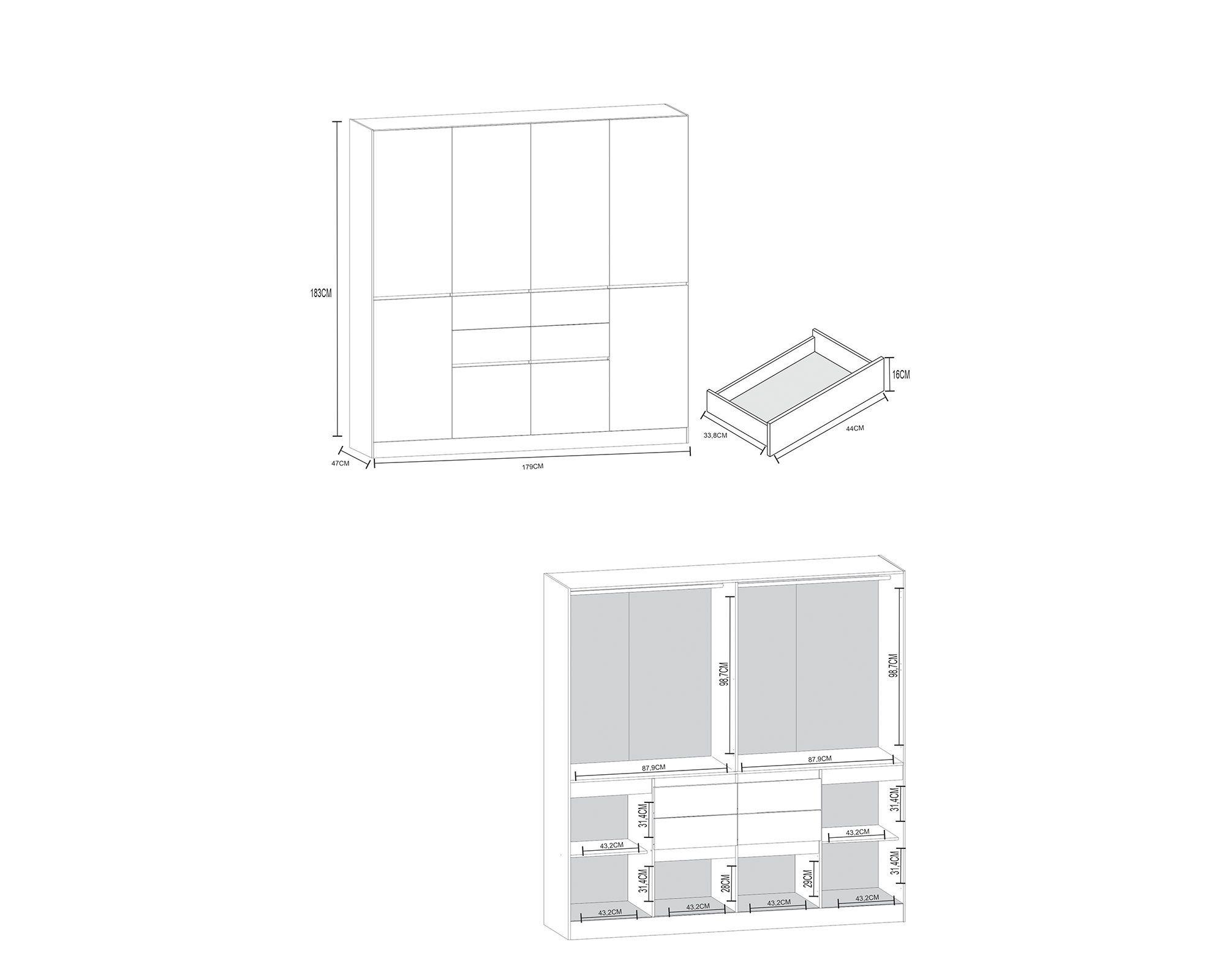 Clóset Grecco crema 8 puertas 4 cajones-2