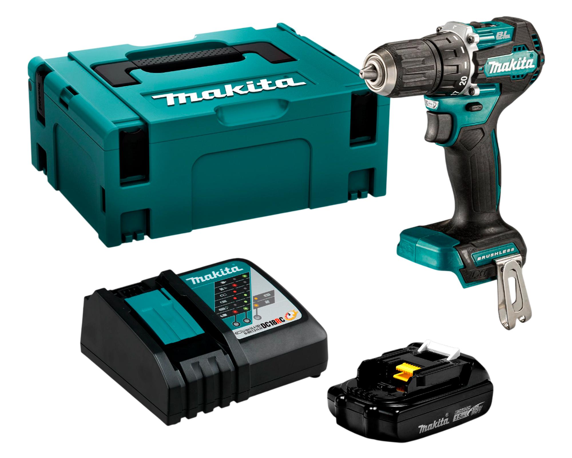 Taladro atornillador inalámbrico 13 mm 18V + 1 batería 1.5 Ah + cargador + maleta-0