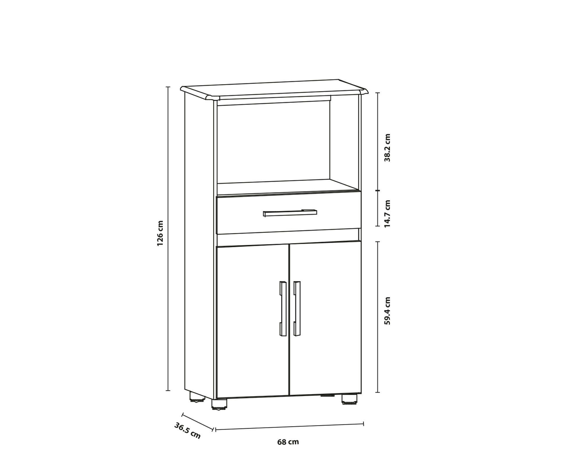 Mueble auxiliar horno-microondas 2 puertas 1 cajón blanco-2