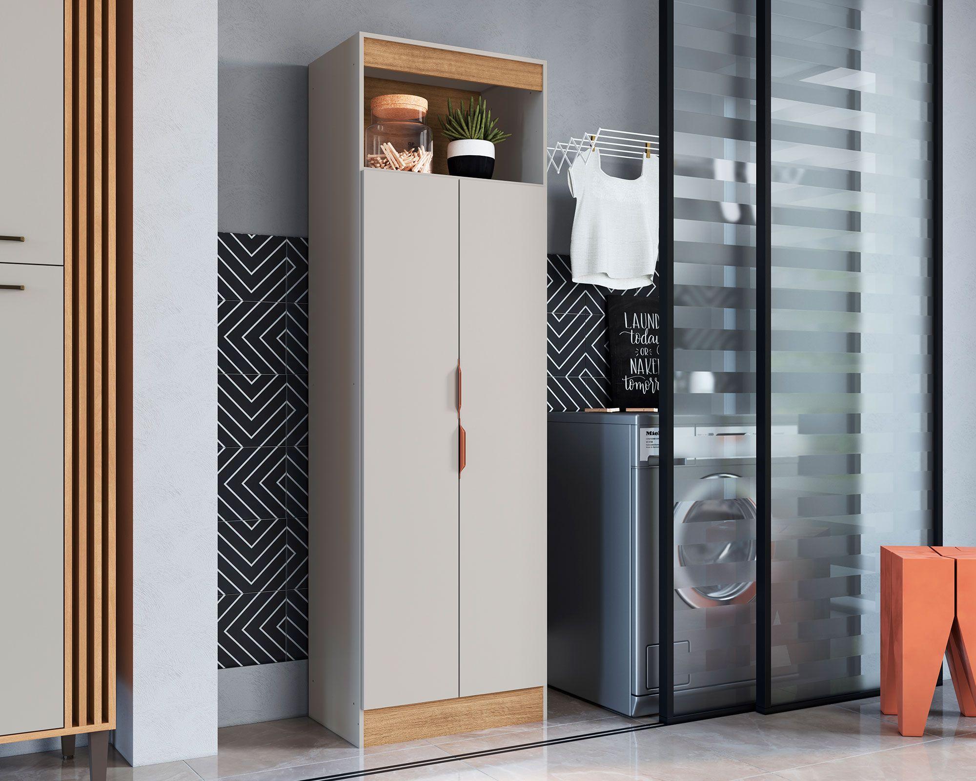 Despensa multiuso 2 puertas miel/off white-3