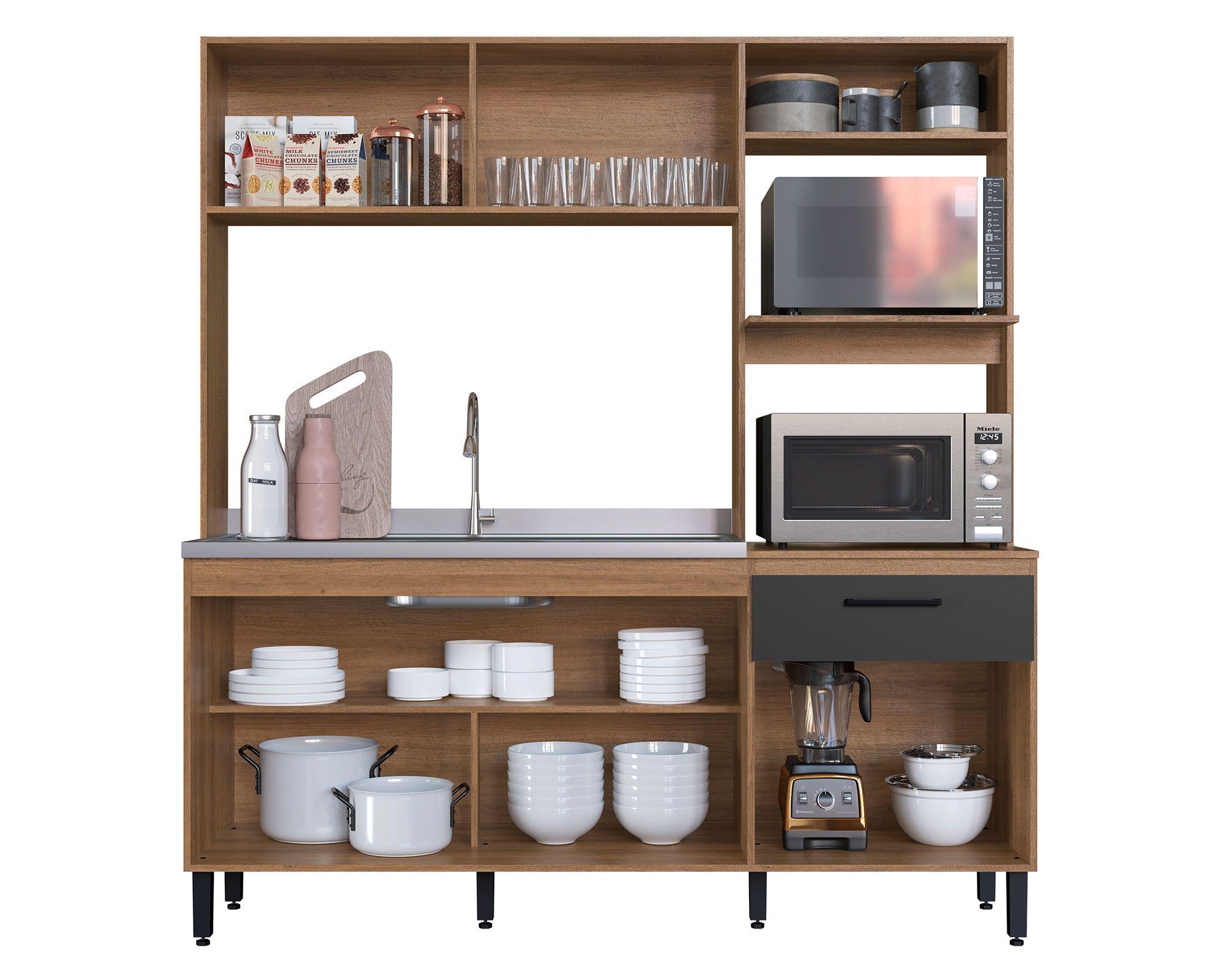 Kit Cocina 5 puertas 1 cajón miel/grafito-3