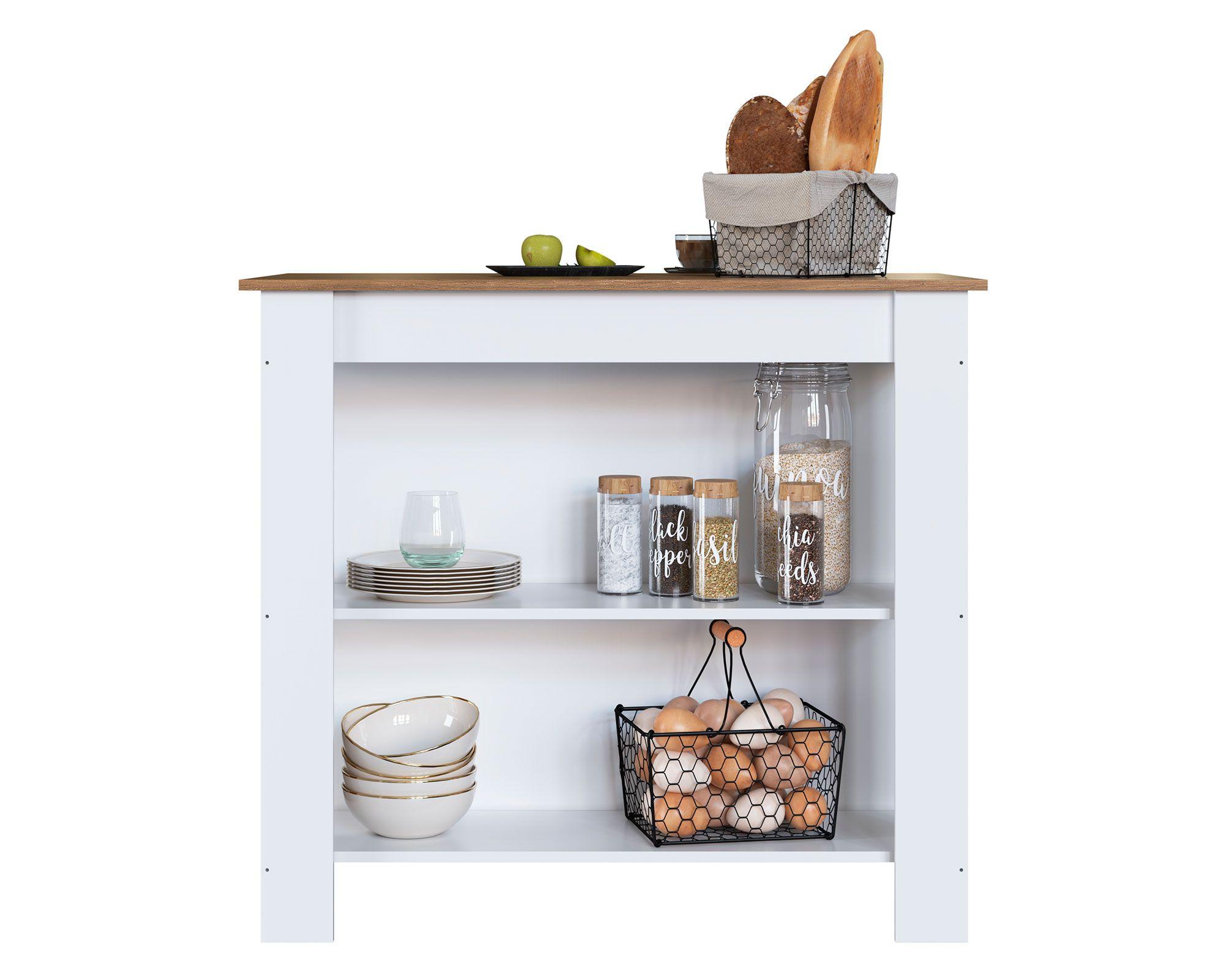 Isla cocina/comedor blanco/miel-4