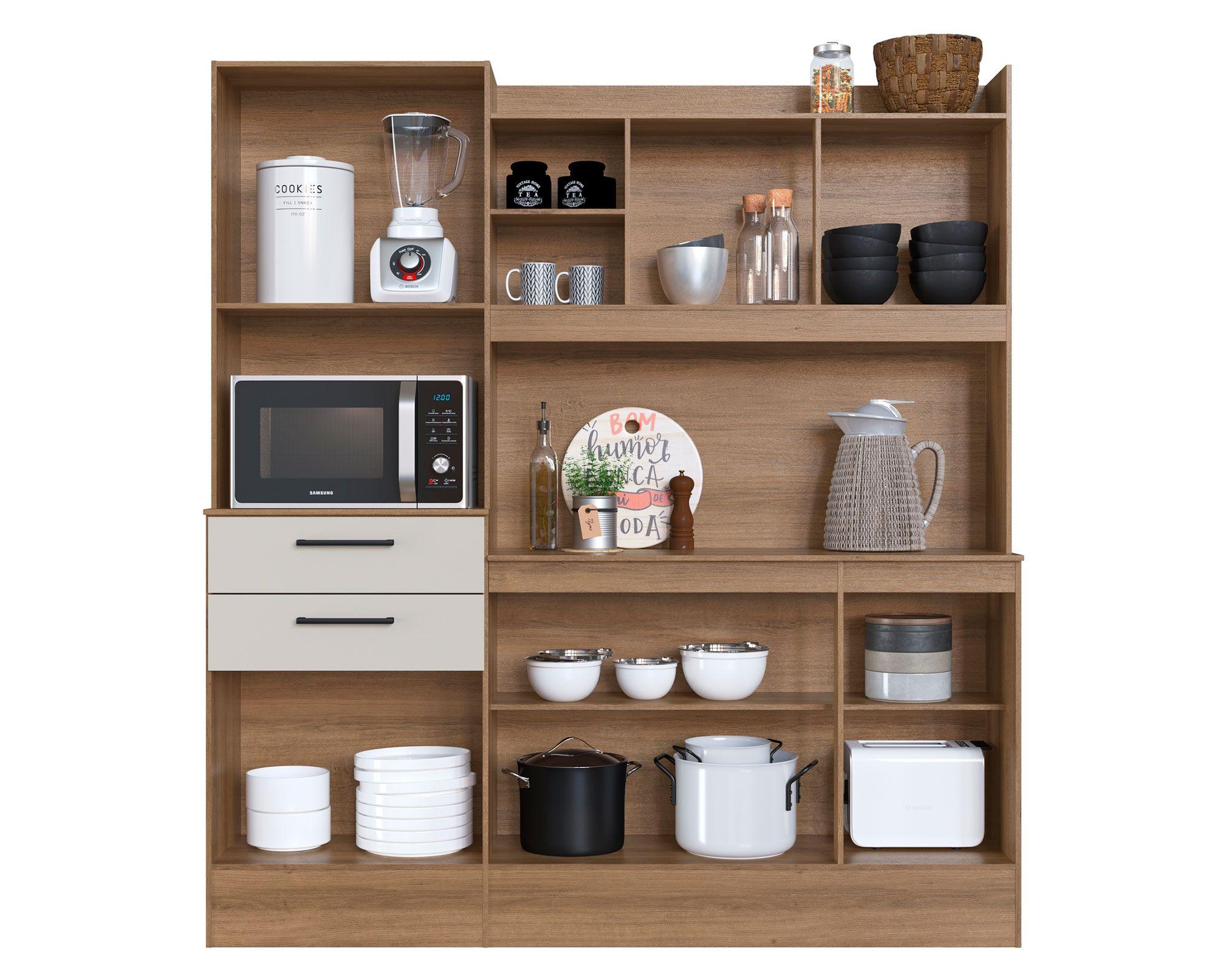 Kit Cocina 6 puertas 2 cajones miel/off white-2