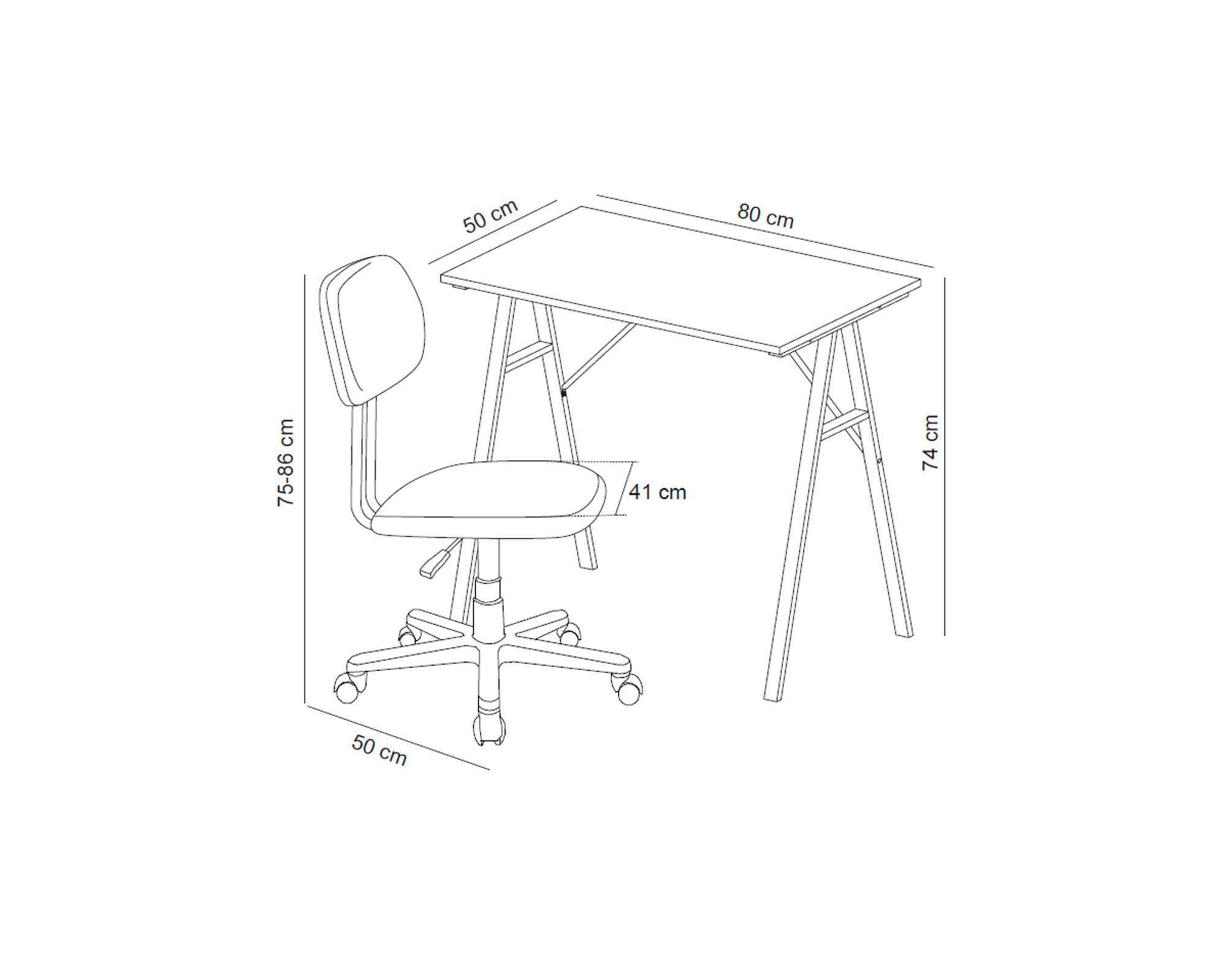 Escritorio Ada 74x80x50 cm + silla gris-10