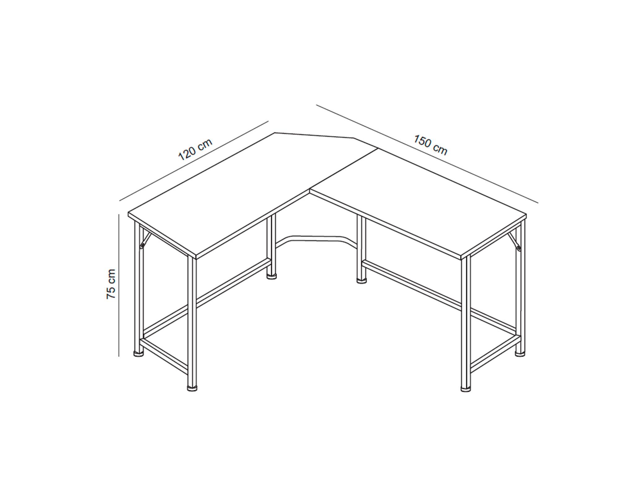 Escritorio esquinero Anela natural/negro-6