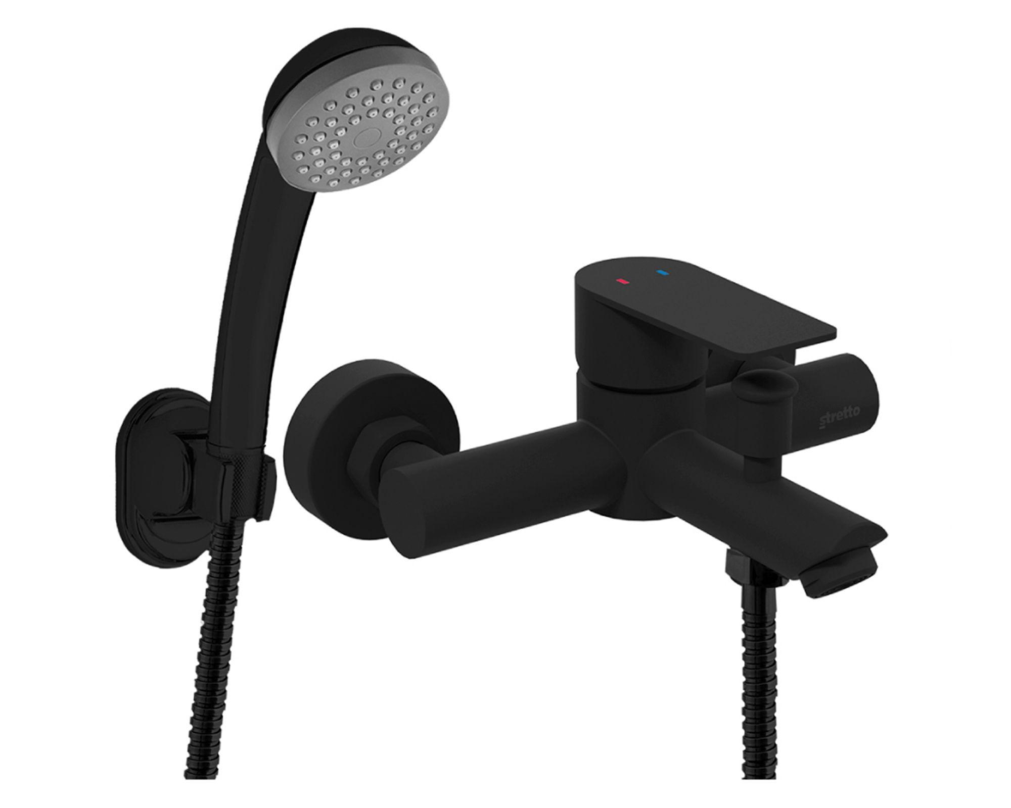 Monomando de tina ducha Bruna negro mate-0