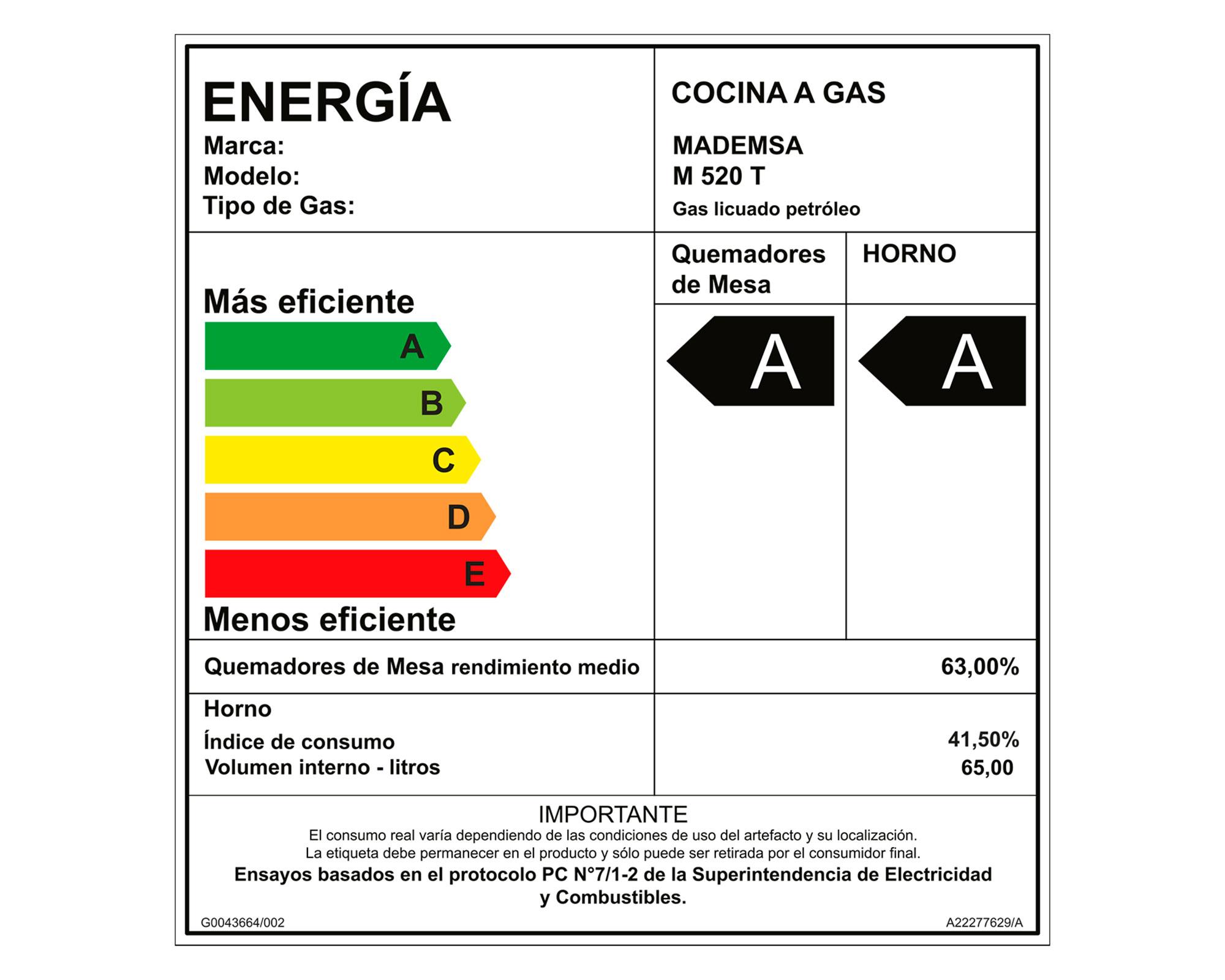 Cocina a gas 4 quemadores M 520 T-10