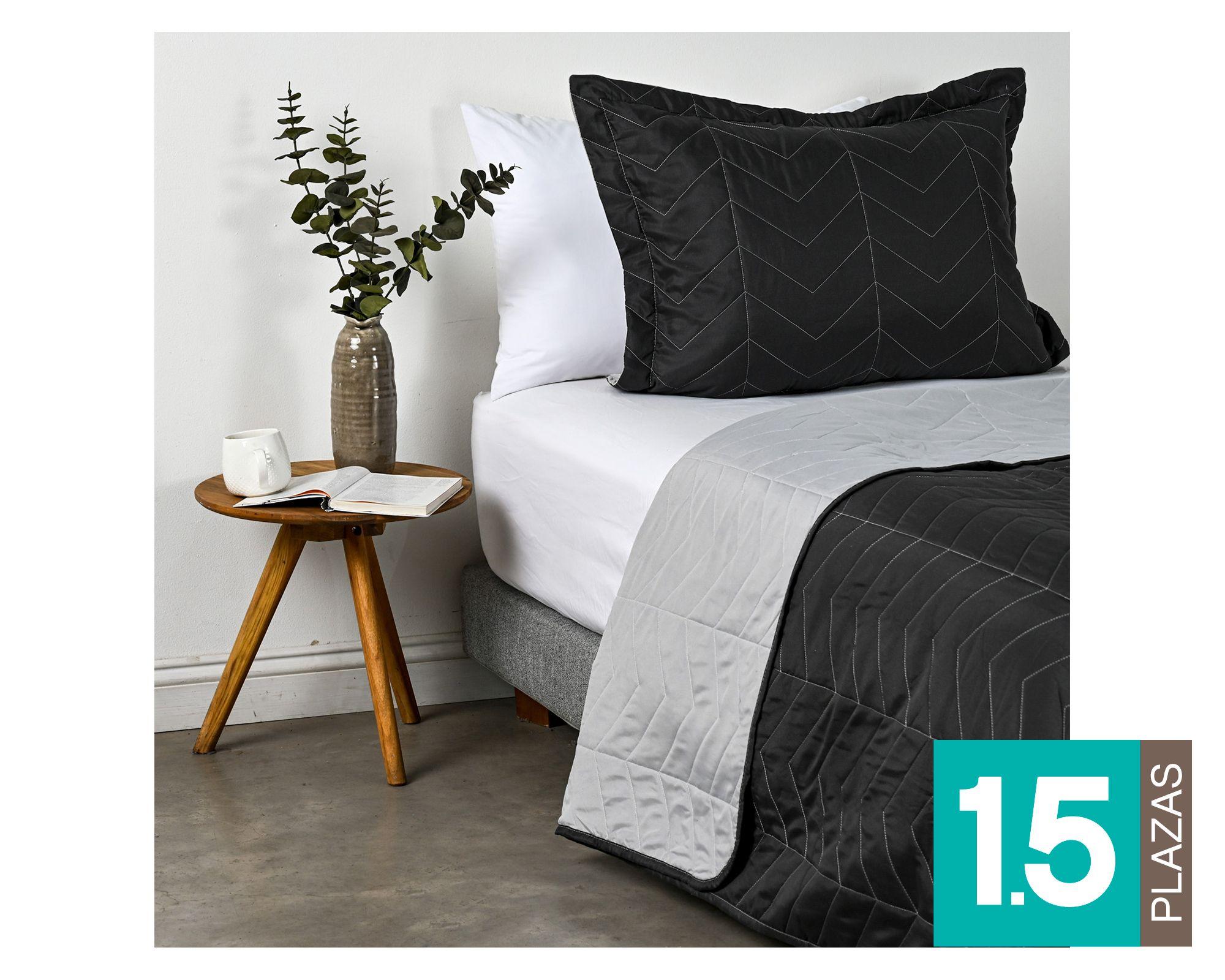 Quilt Bicolor gris grafito 1.5 plazas-0