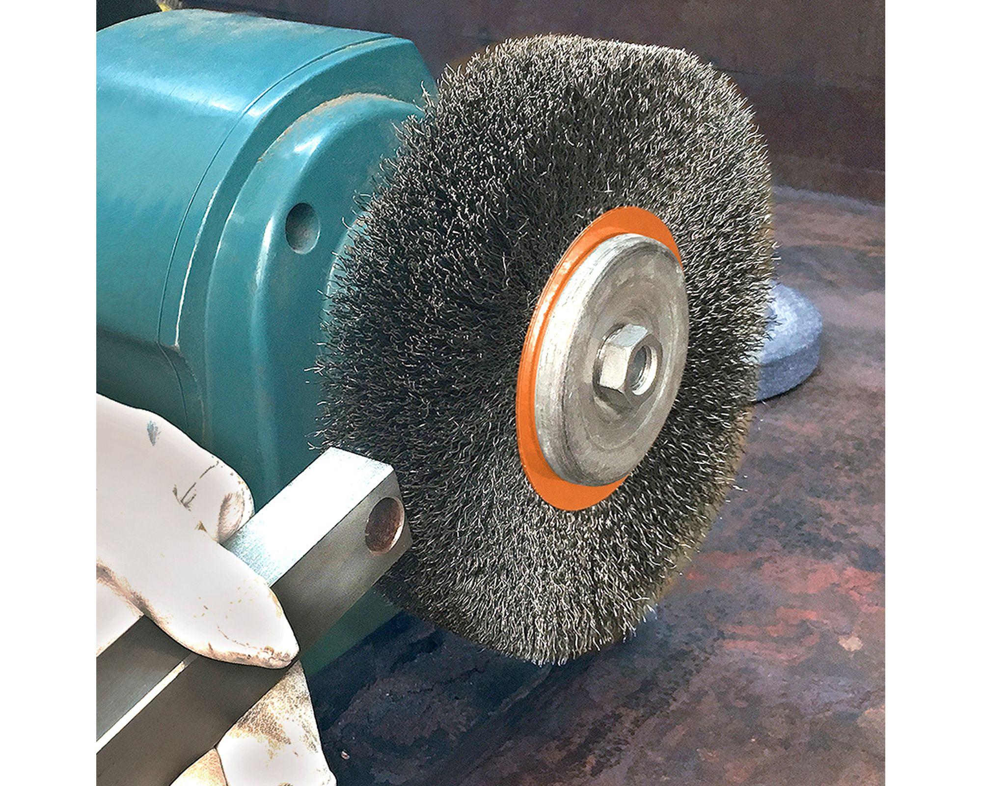Grata 6" alambre ondulado para esmeril de banco-3