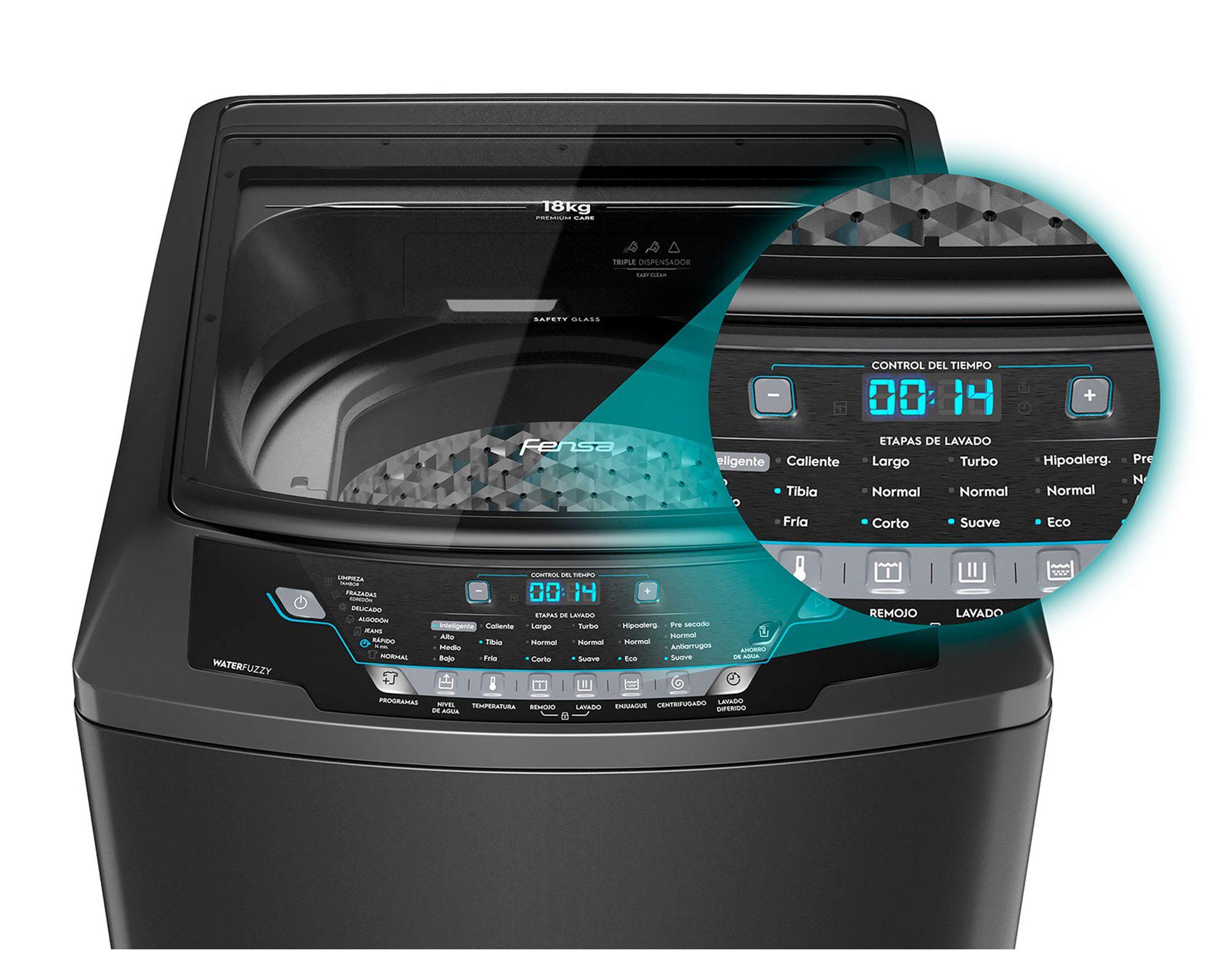 Lavadora Premium Care 18 Onix superior 18 kg gris-1