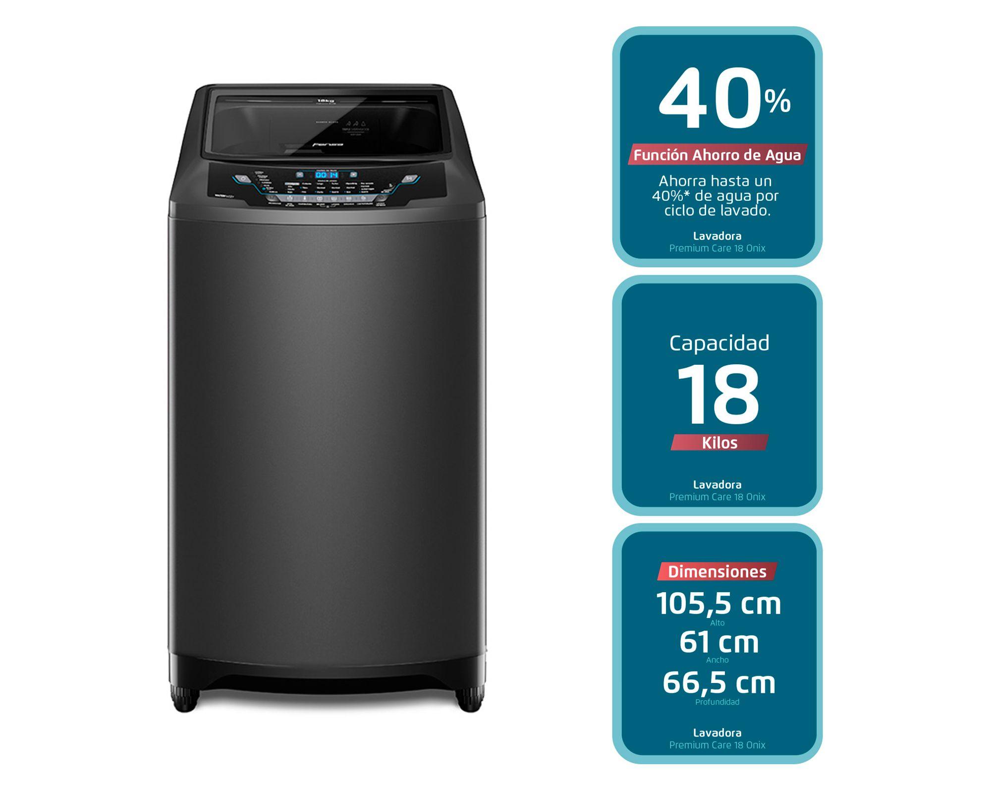 Lavadora Premium Care 18 Onix superior 18 kg gris-2