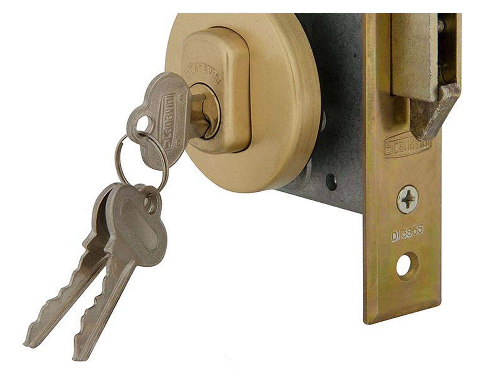 Cerradura embutida puerta corredera interior bronce 1090-AZ Scanavini-3