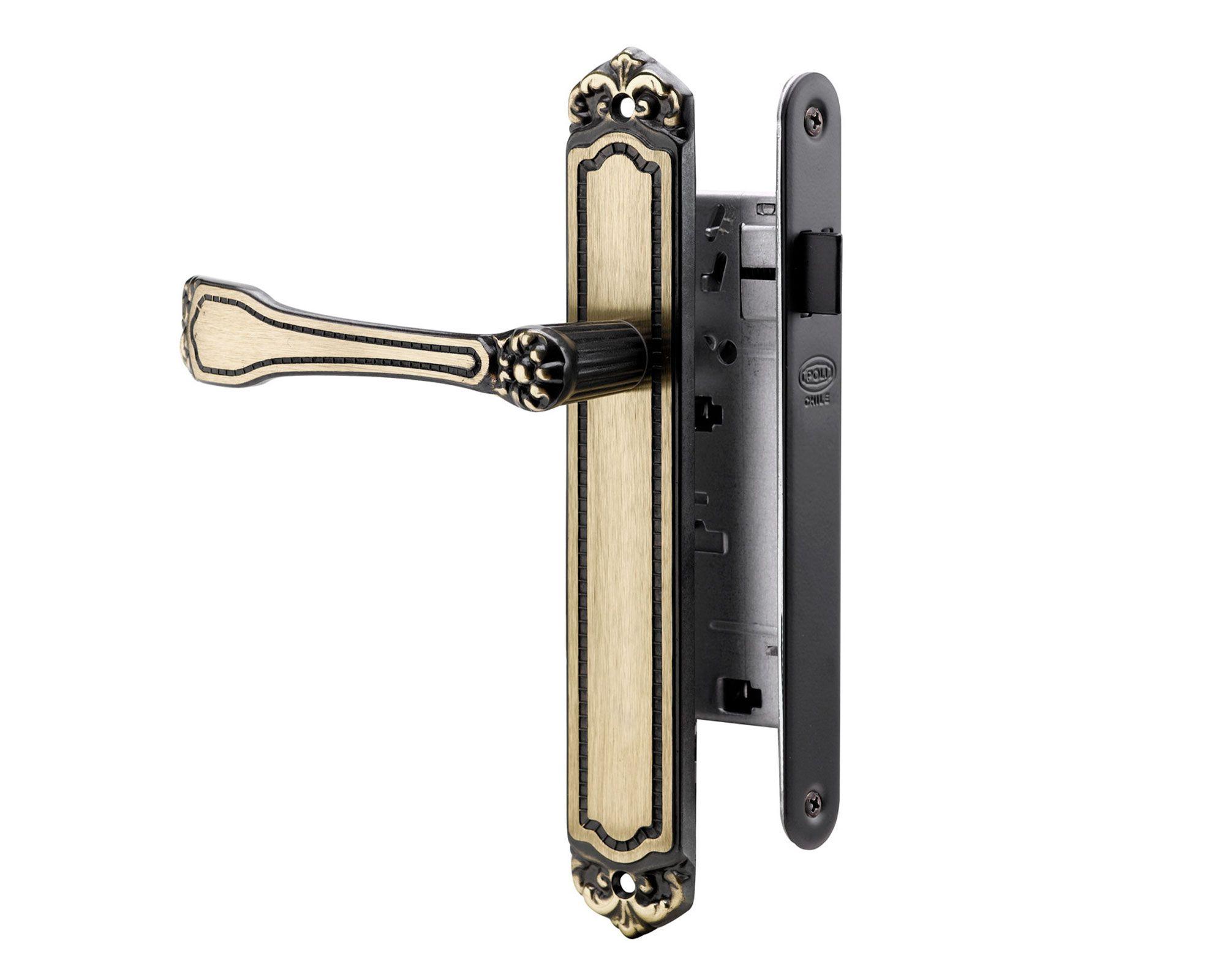 Cerradura embutida manilla libre paso bronce Barroca B40 Poli-0