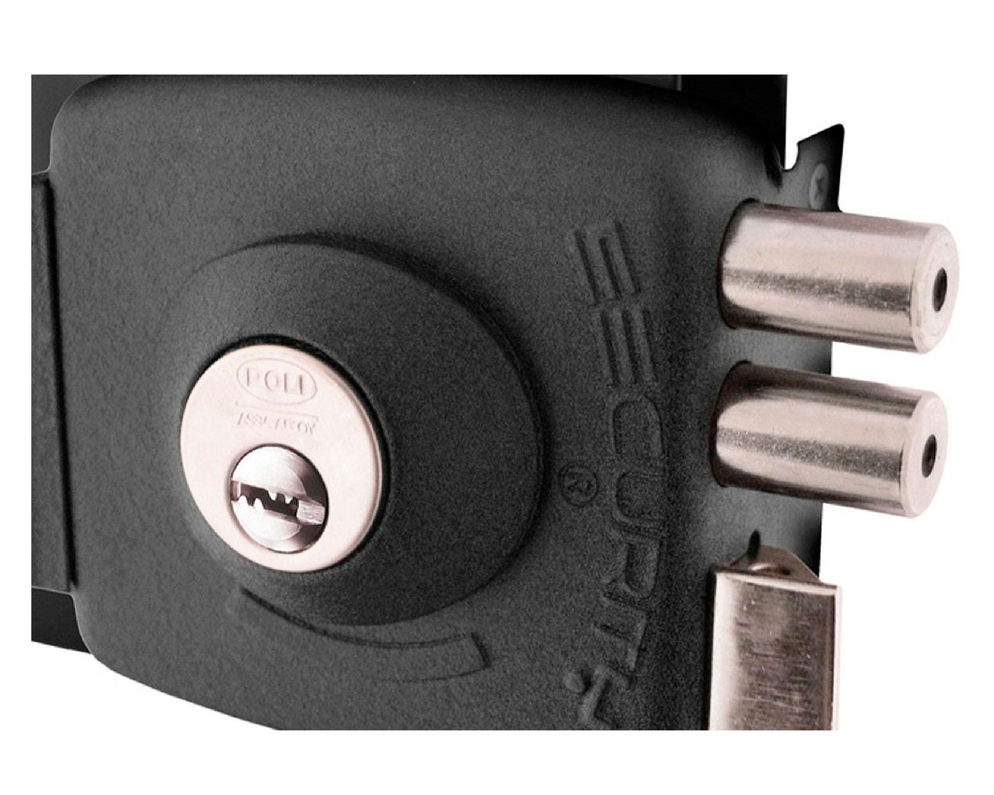 Cerradura sobreponer con caja 30 mm negro Poli-1