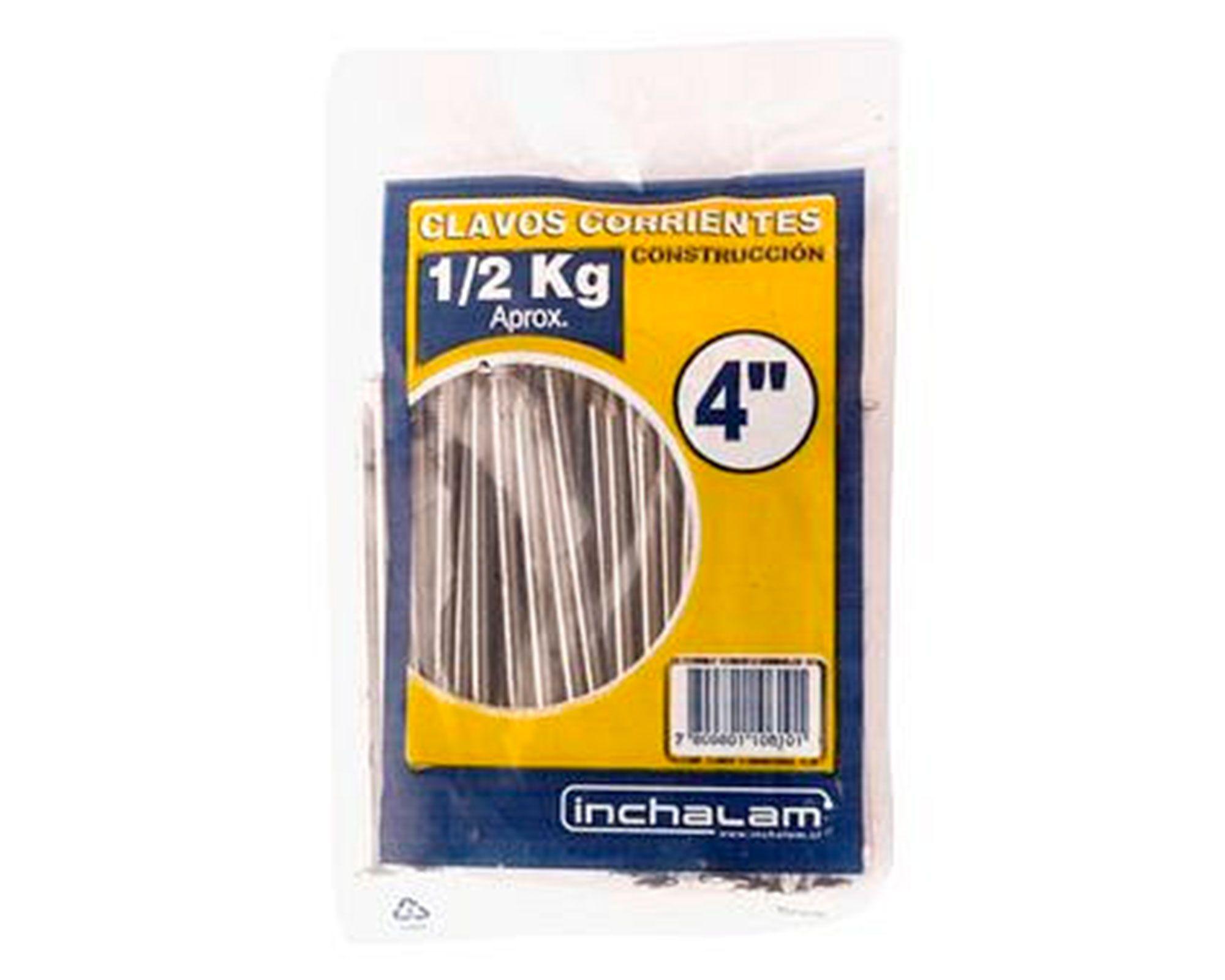 Clavo corriente 4'' acero bolsa 1/2 kilo Inchalam-1
