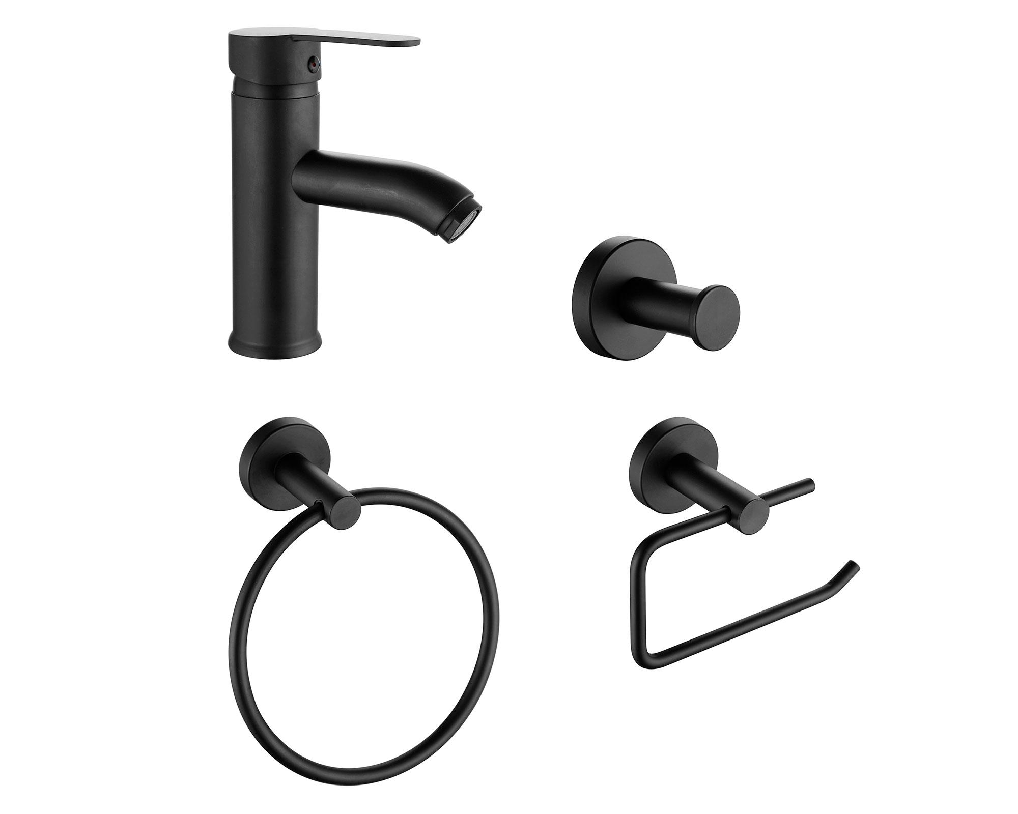 Accesorio baño negro 4 piezas-0