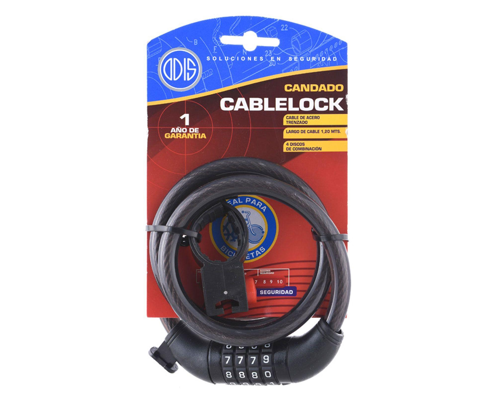 Candado bicicleta con cable 1,2m clave 4 diales Cablelock Odis-2