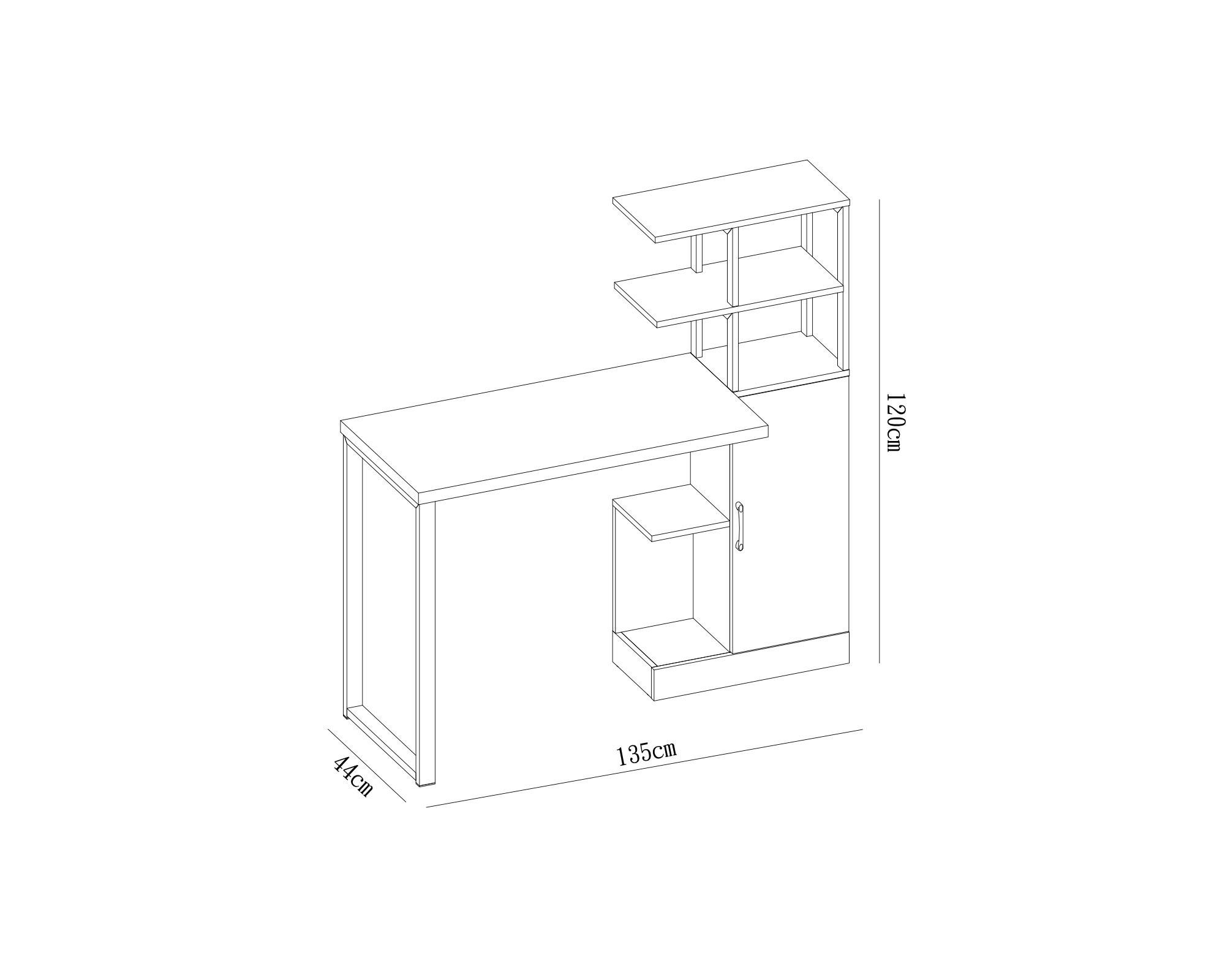 Centro de trabajo Matoto natural 135x120x44 cm-7