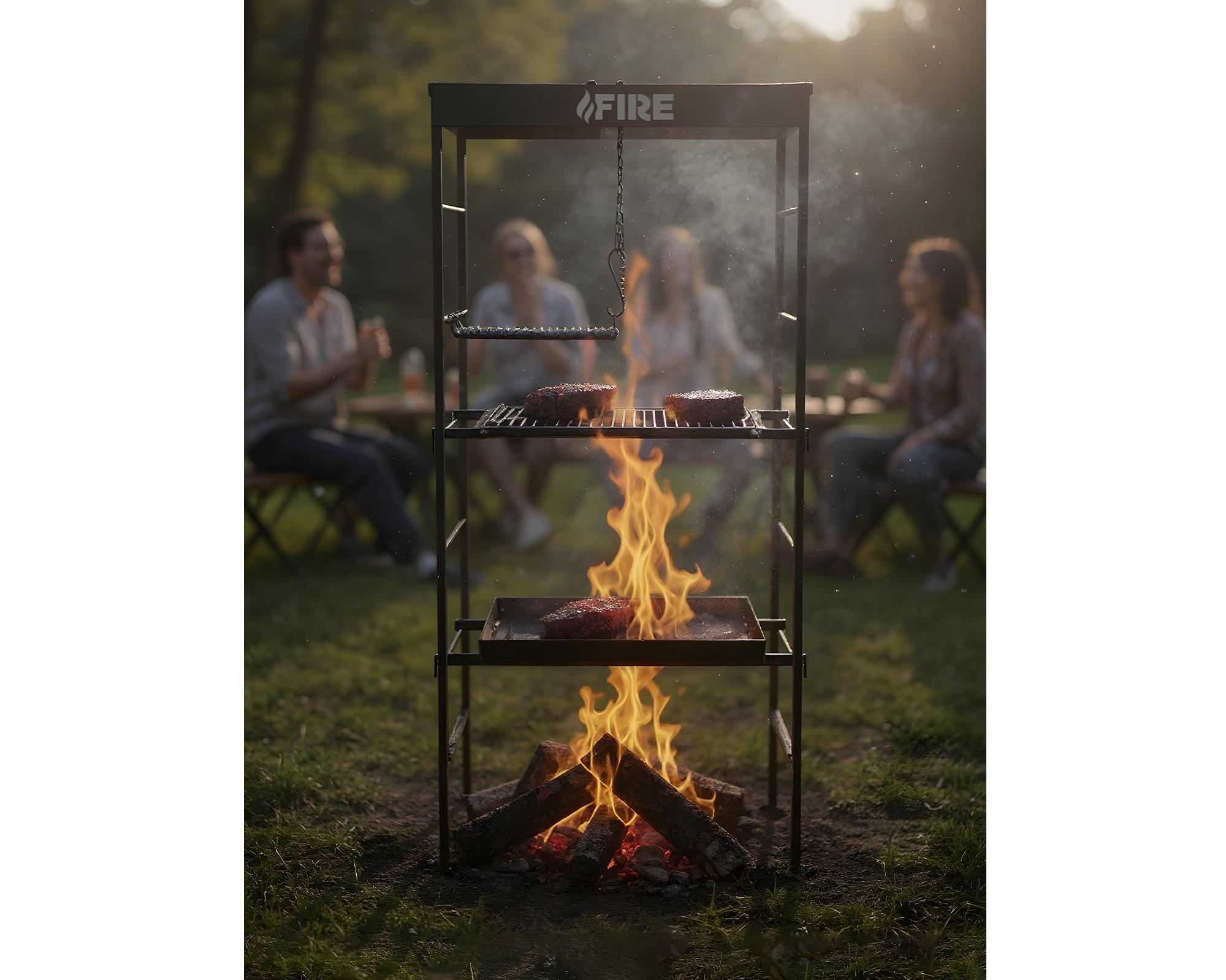 Parrilla a carbón Escalera 80 cm negro-1