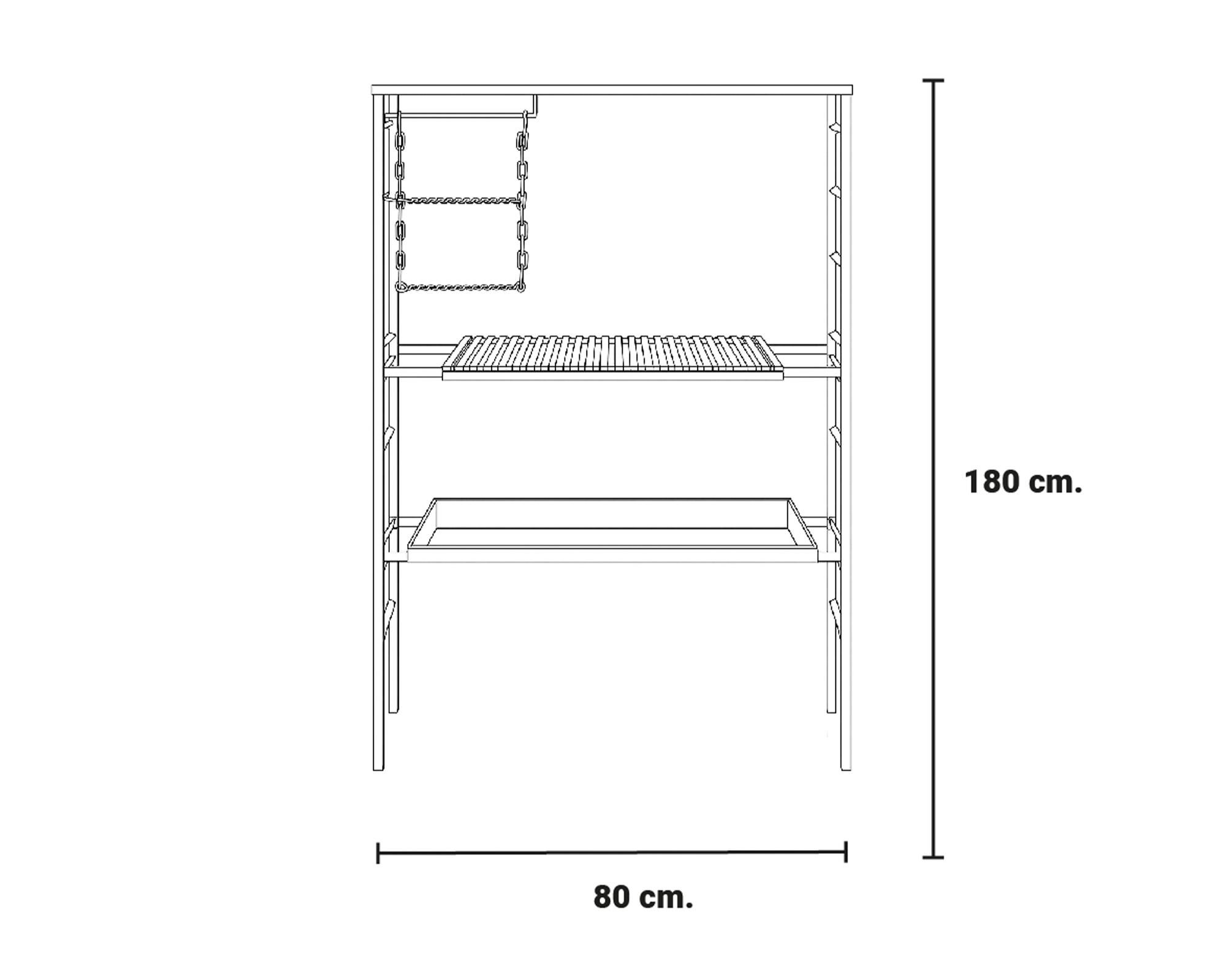 Parrilla a carbón Escalera 80 cm negro-2