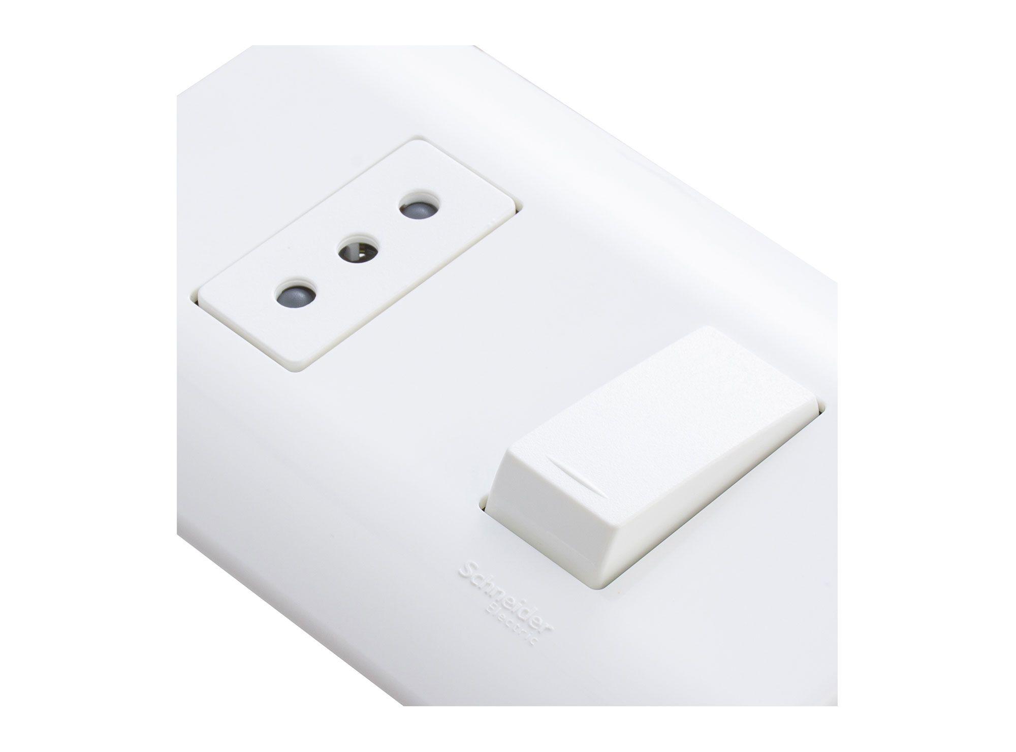 Placa armada interruptor 9/12 + tomacorriente 10A Génesis blanco Schneider-3