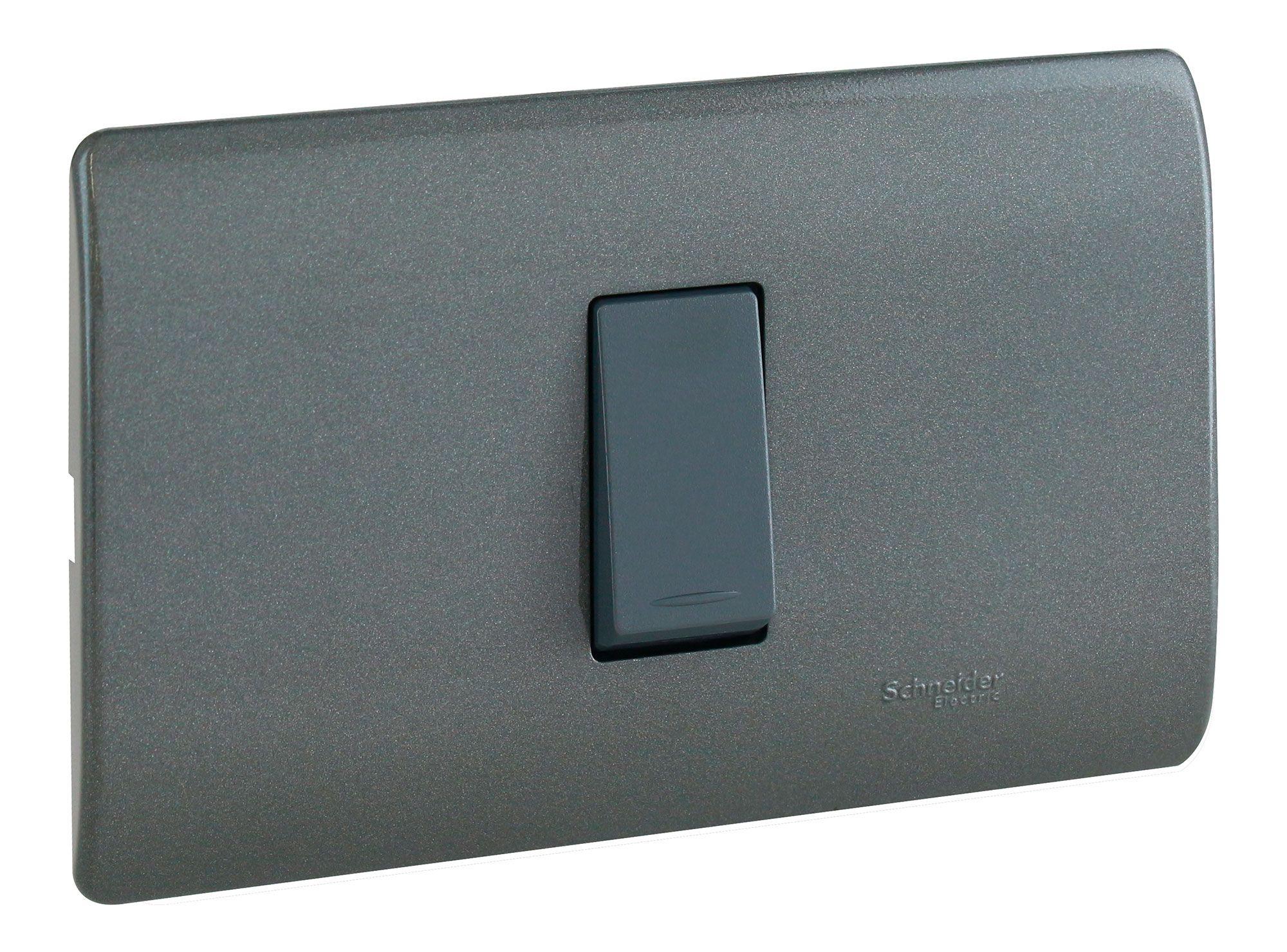 Placa armada interruptor 16A 9/24 Génesis humo Schneider-1