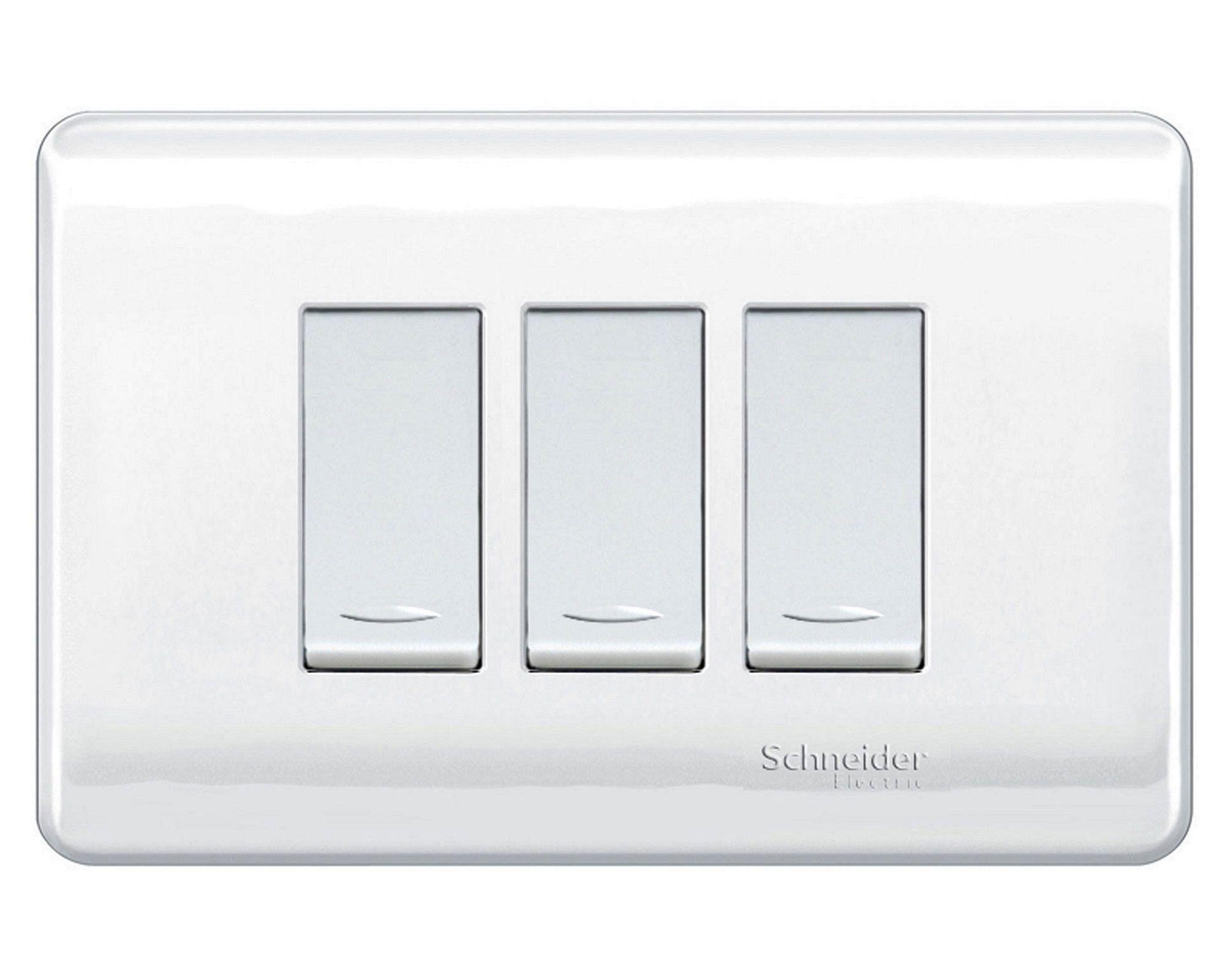 Placa armada interruptor triple 16A 9/12 Génesis blanco Schneider-0