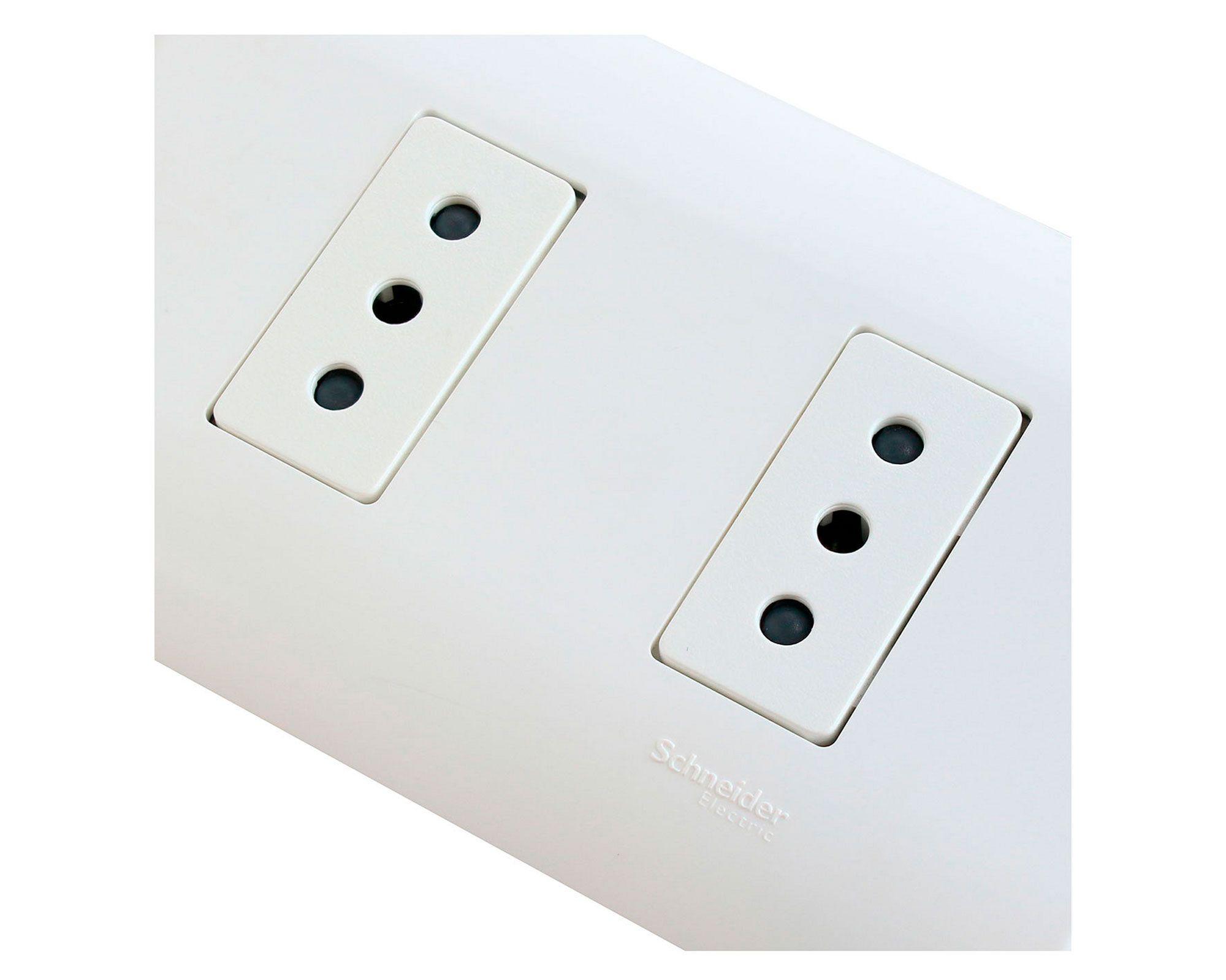 Placa armada tomacorriente doble 10A 2P+T Génesis blanco Schneider-3