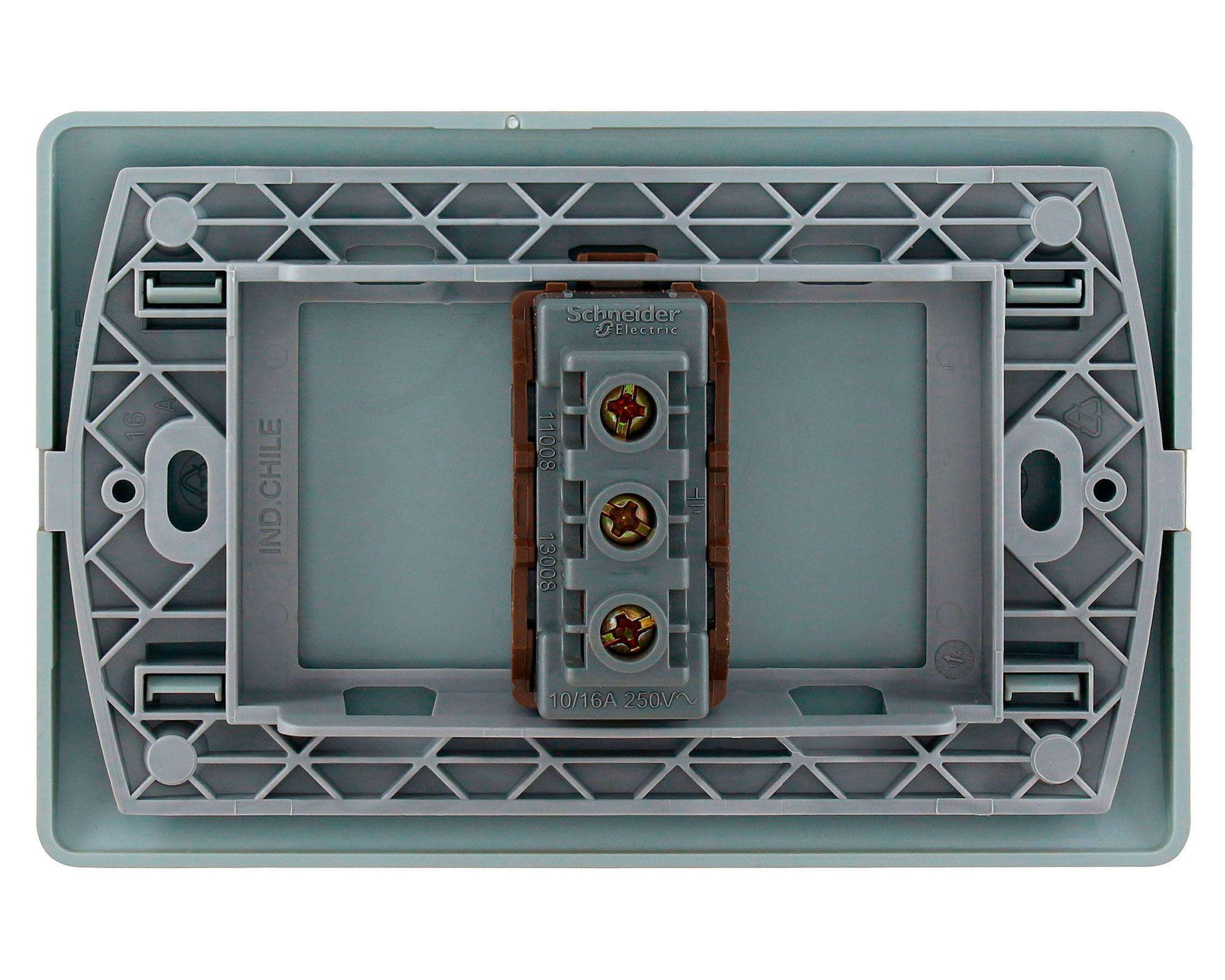 Placa armada tomacorriente 10/16A 2P+T Génesis dorado Schneider-2